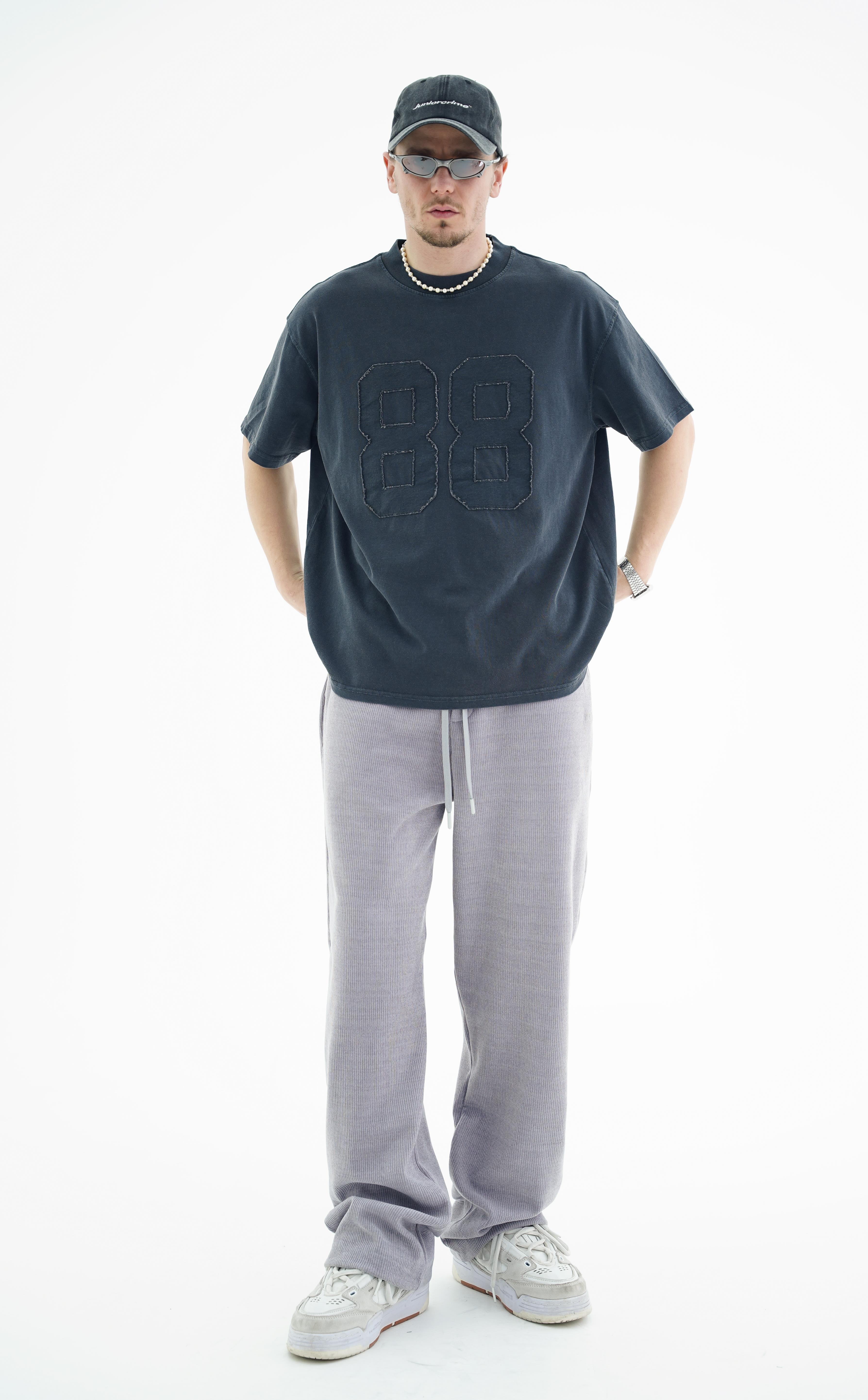 88 Patch Detay Siyah Oversize Tshirt CT01 MRT1771