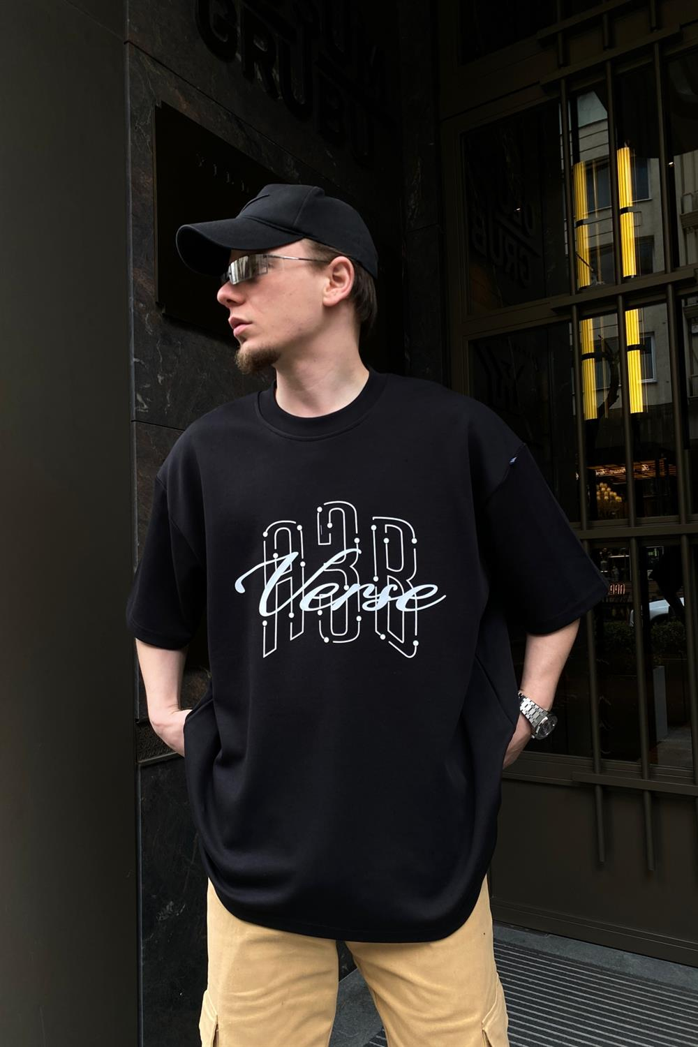A3B Premium Kumaş Siyah Oversize Tshirt T604
