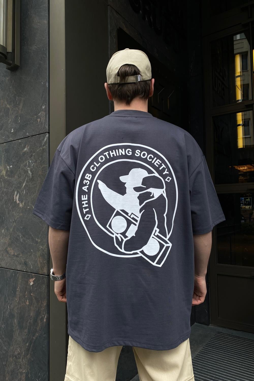 A3B Society Premium Kumaş Füme Oversize Tshirt T605
