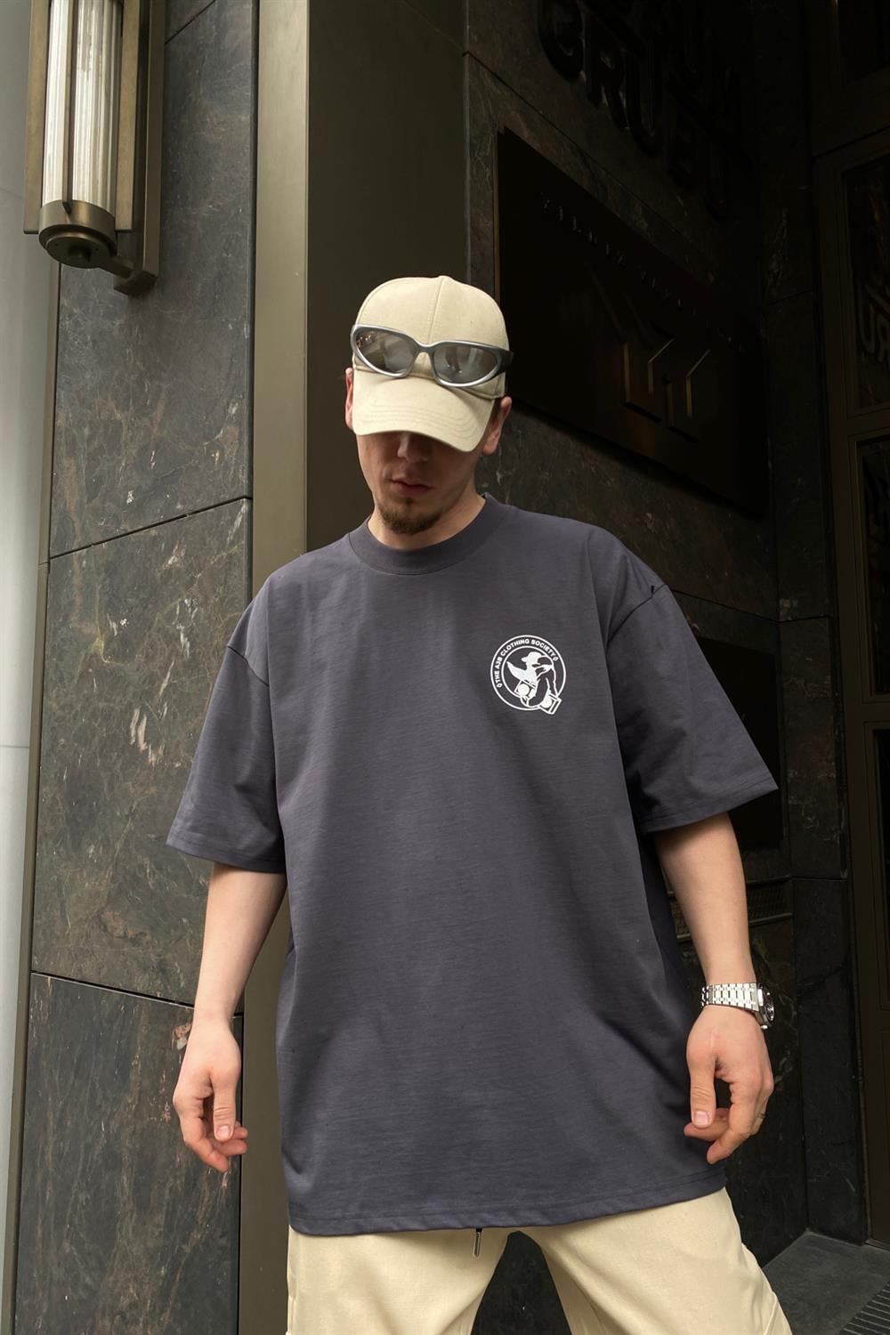 A3B Society Premium Kumaş Füme Oversize Tshirt T605