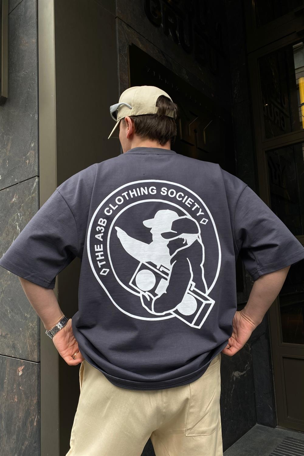 A3B Society Premium Kumaş Füme Oversize Tshirt T605