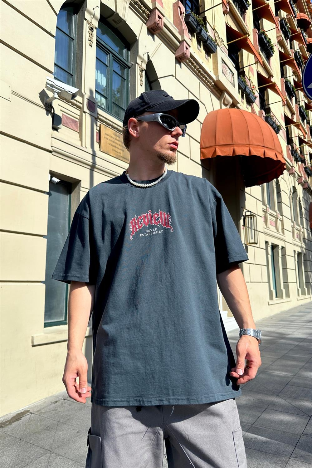 ACDC Baskılı Acid Wash Oversize Tshirt T846