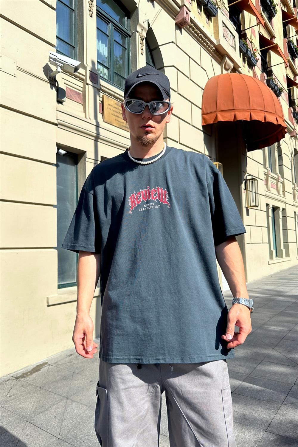 ACDC Baskılı Acid Wash Oversize Tshirt T846