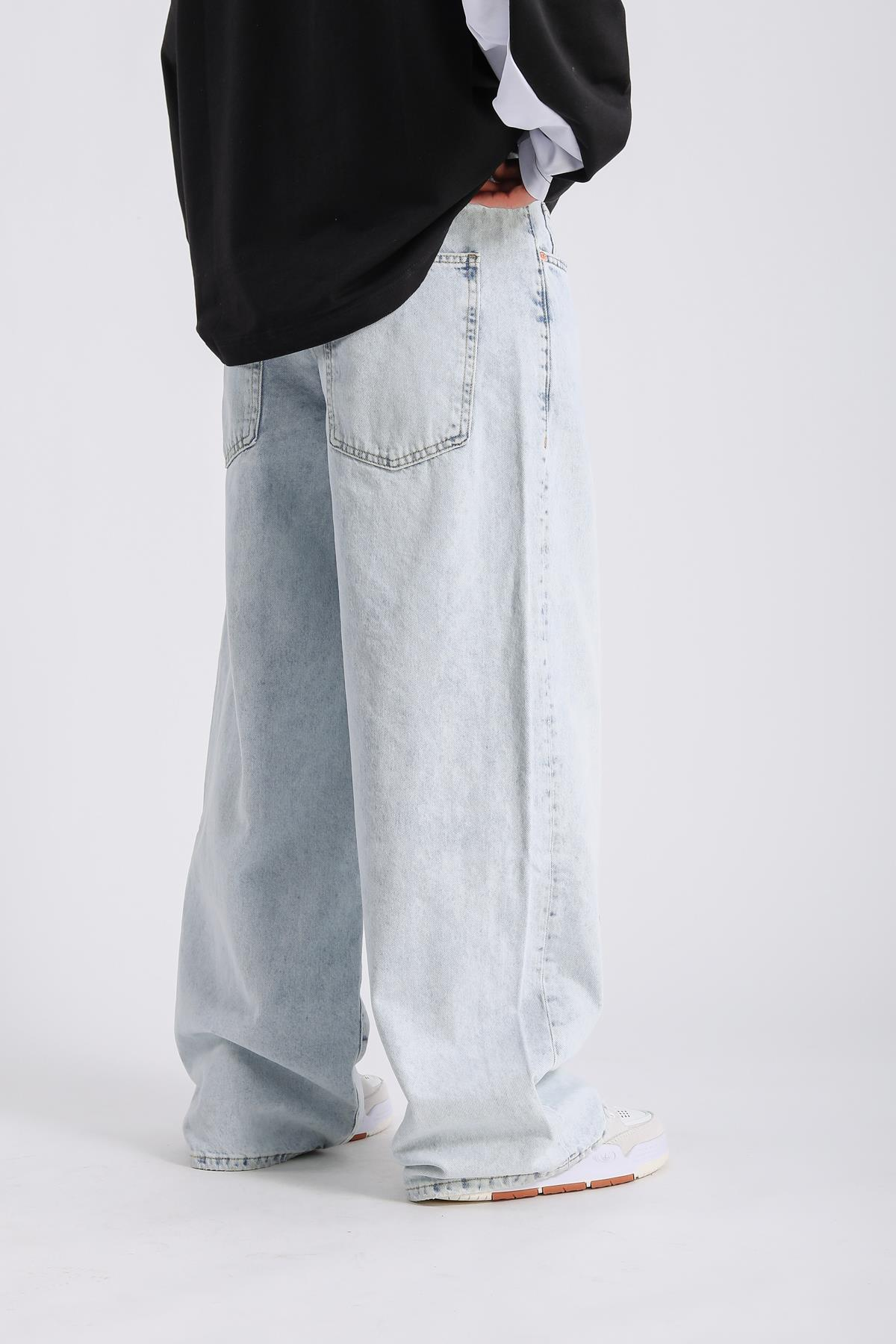 Acid Wash Açık Mavi Baggy Jean Pantolon P985