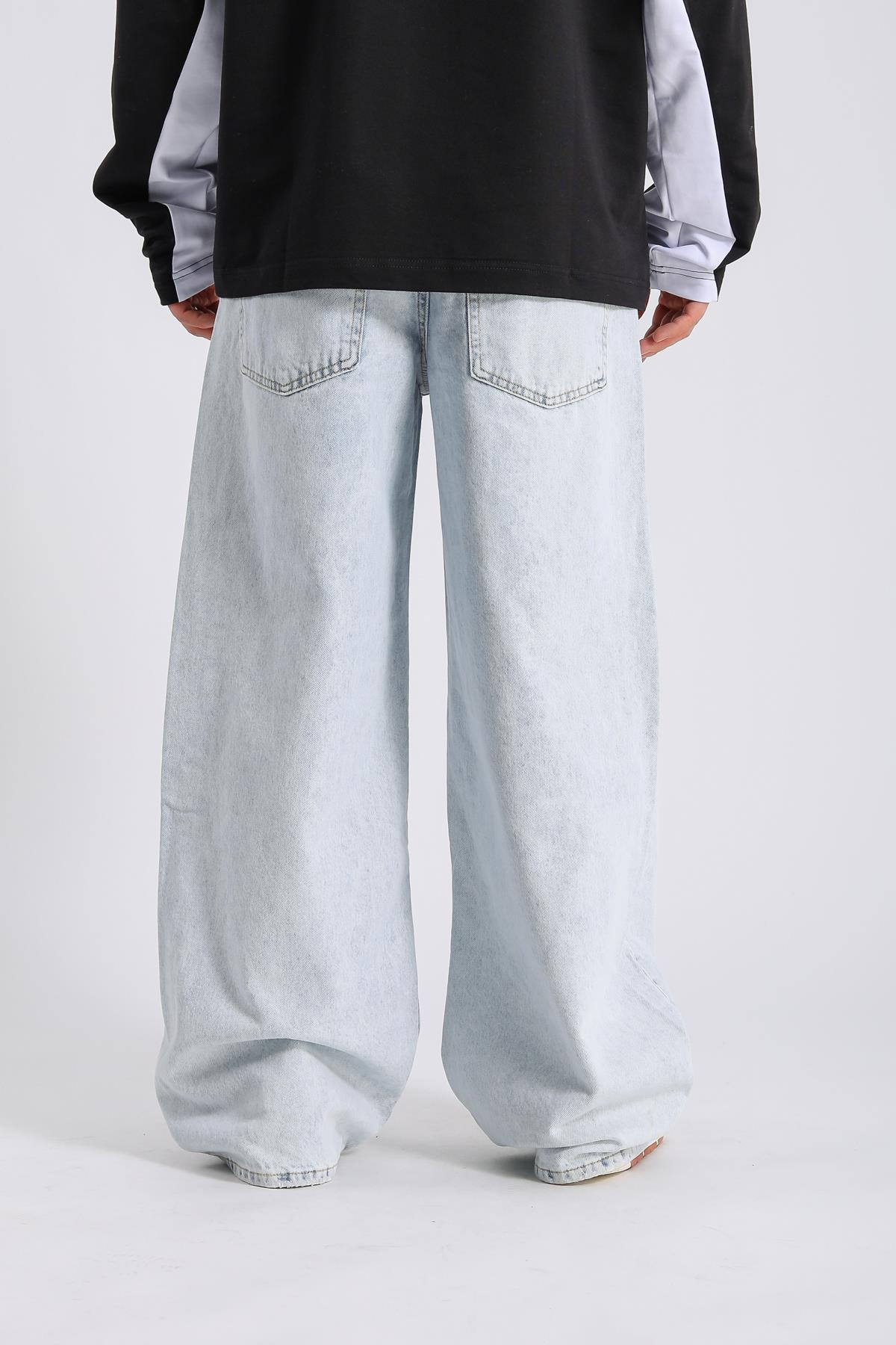 Acid Wash Açık Mavi Baggy Jean Pantolon P985