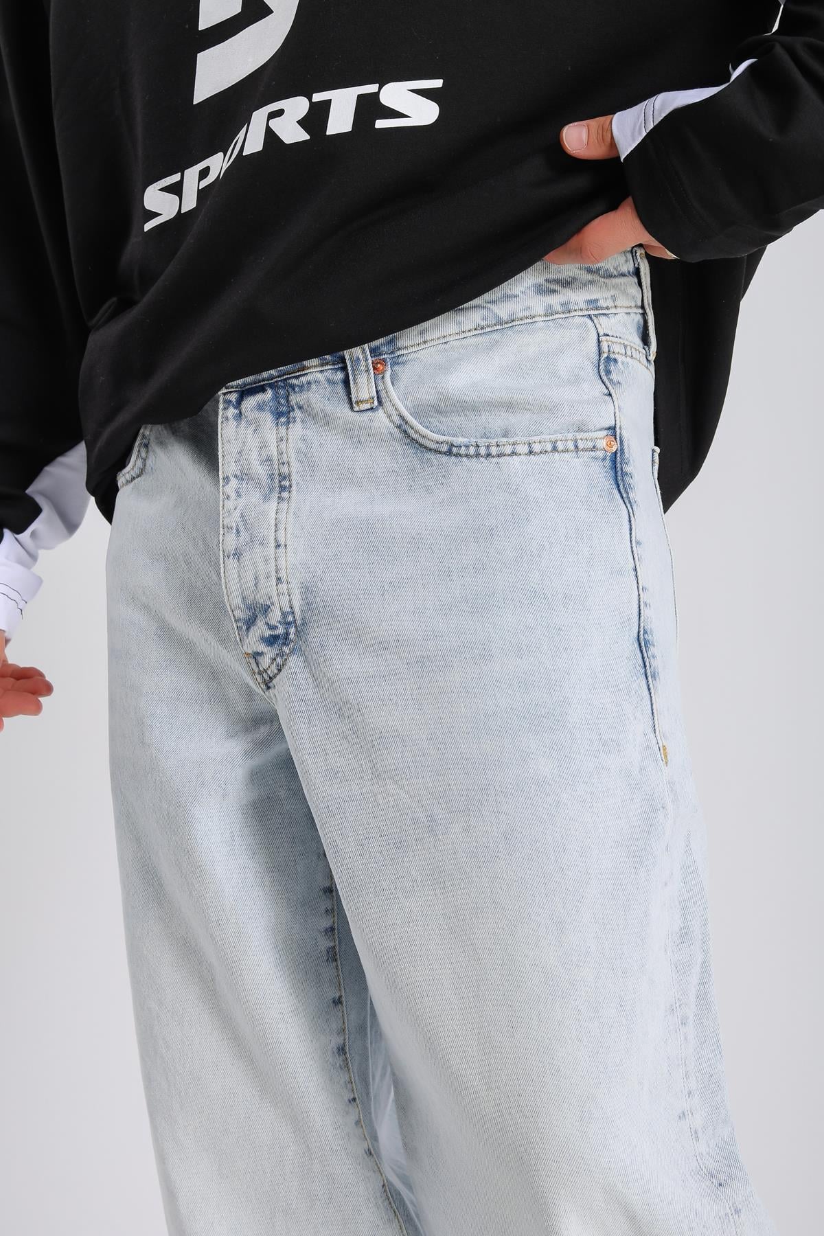 Acid Wash Açık Mavi Baggy Jean Pantolon P985