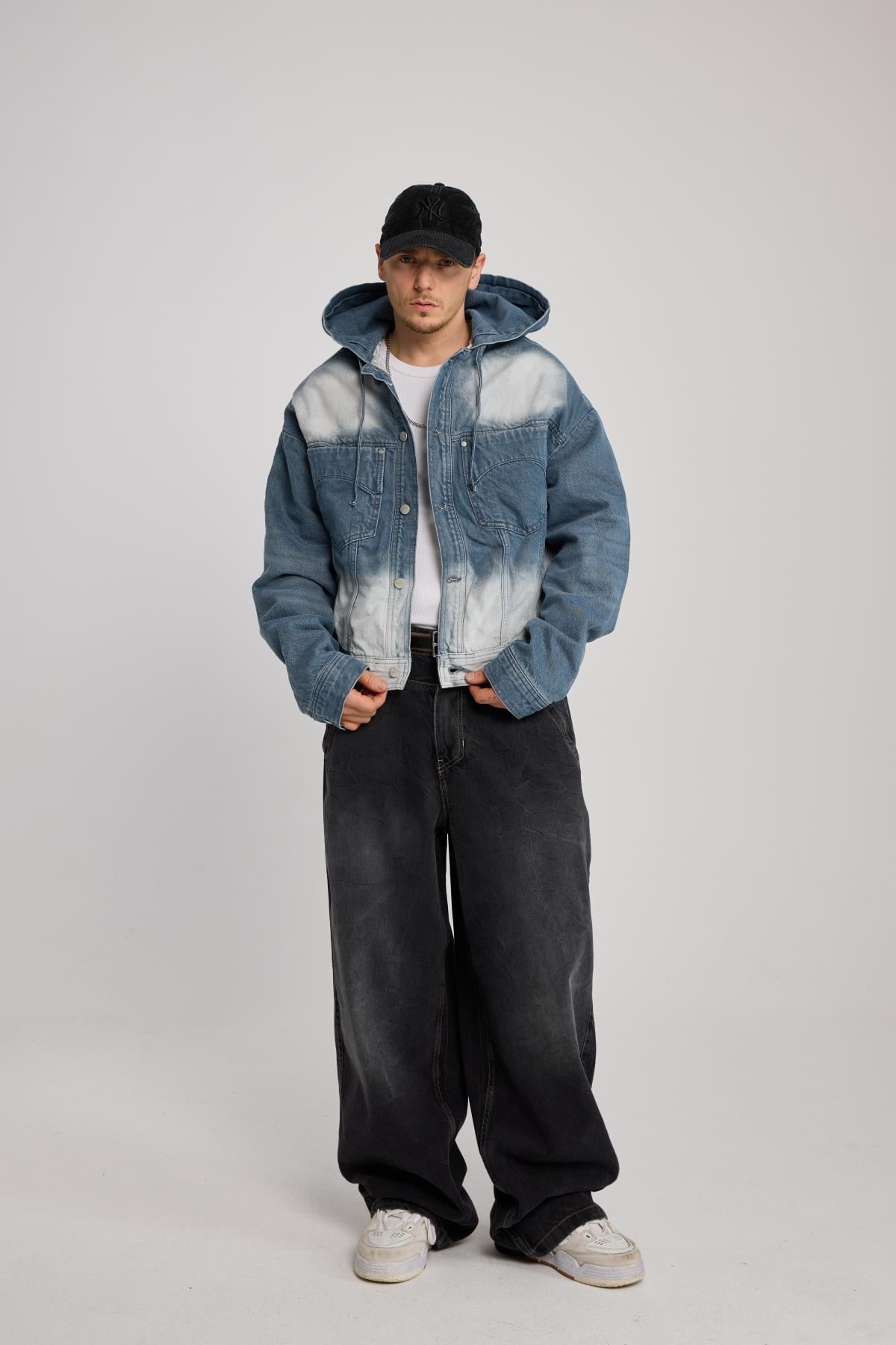 Acid Wash Boxy Kalıp Jean Ceket