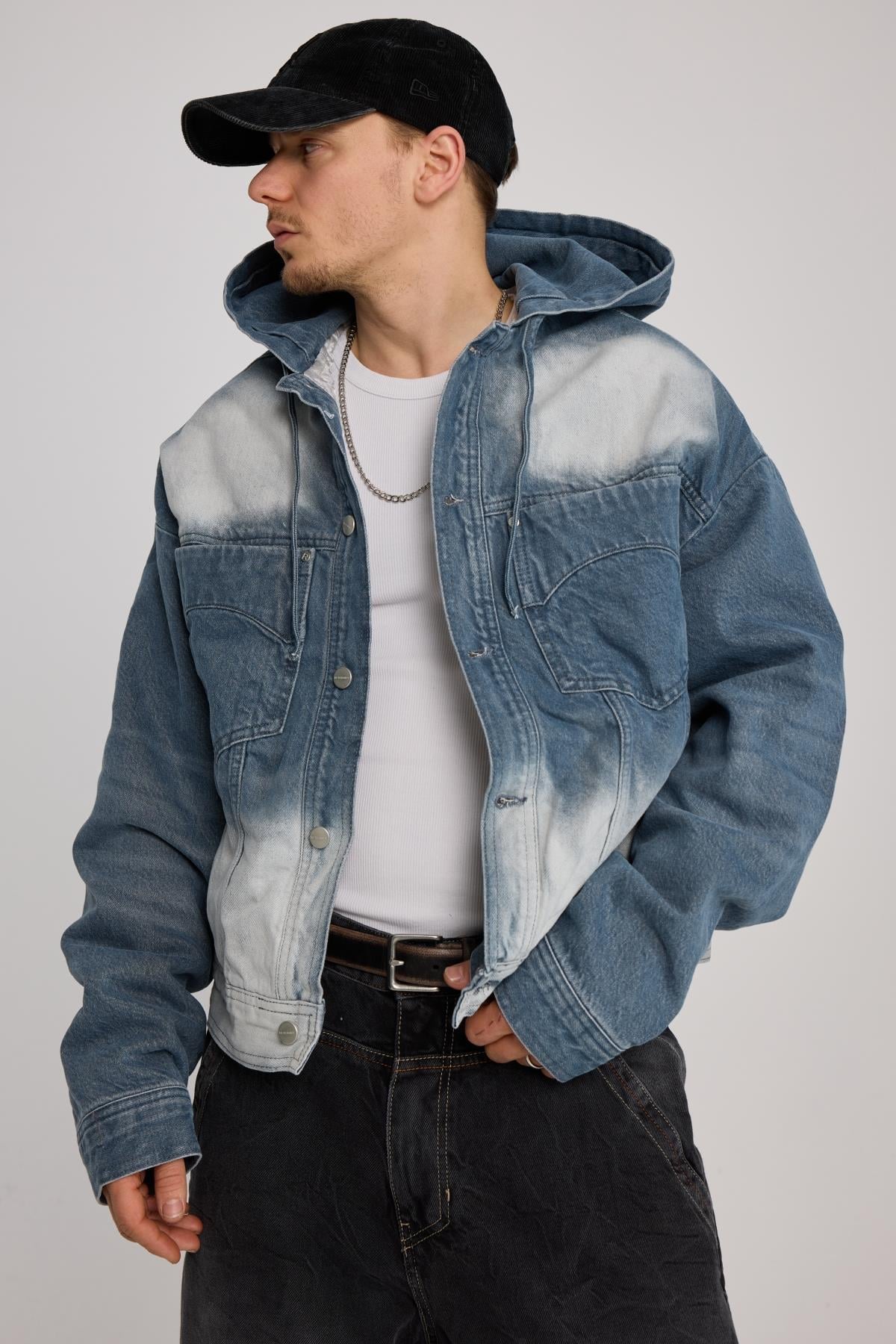 Acid Wash Boxy Kalıp Jean Ceket
