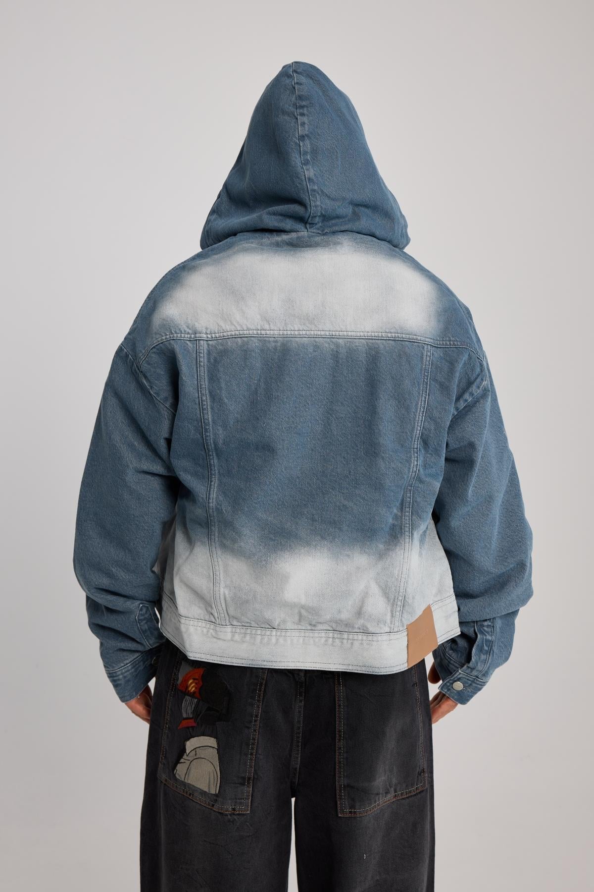 Acid Wash Boxy Kalıp Jean Ceket