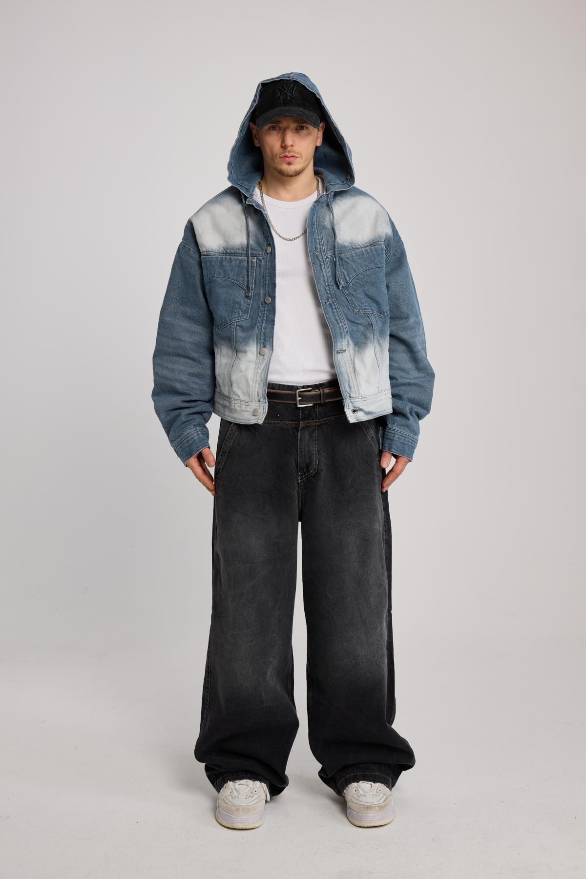 Acid Wash Boxy Kalıp Jean Ceket