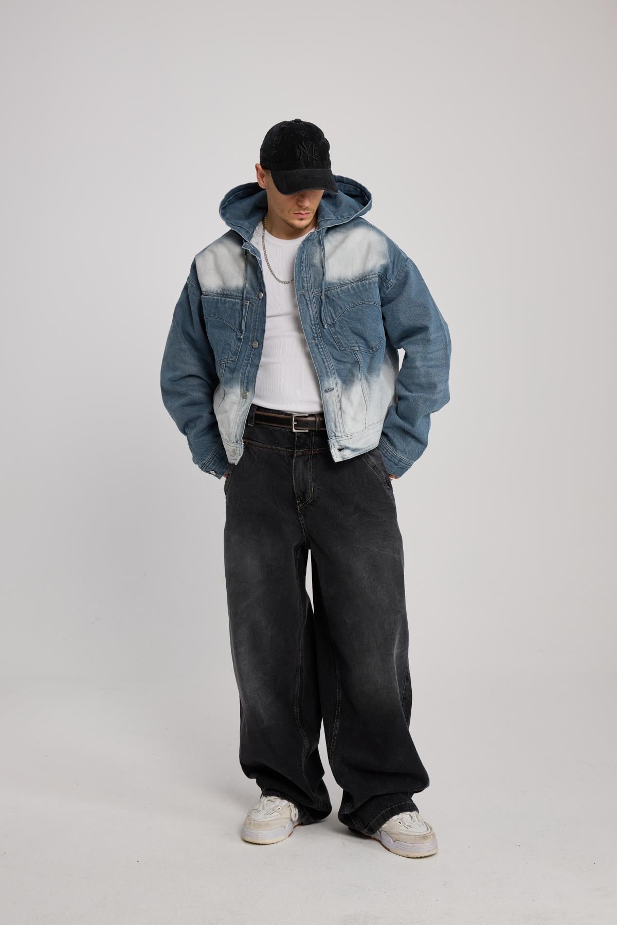 Acid Wash Boxy Kalıp Jean Ceket