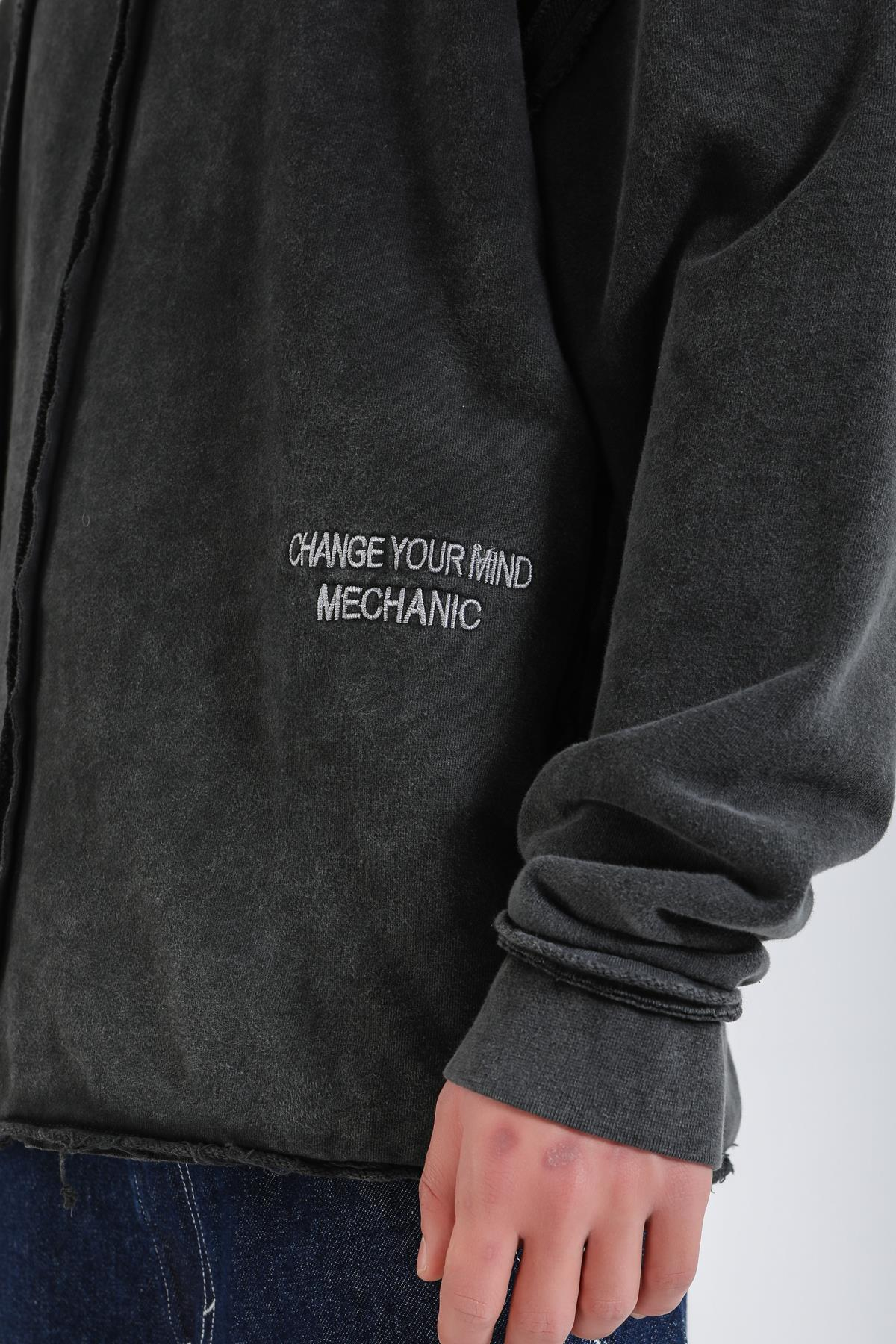 Acid Wash Change Ur Mind Nakışlı Oversize Hoodie SW1402