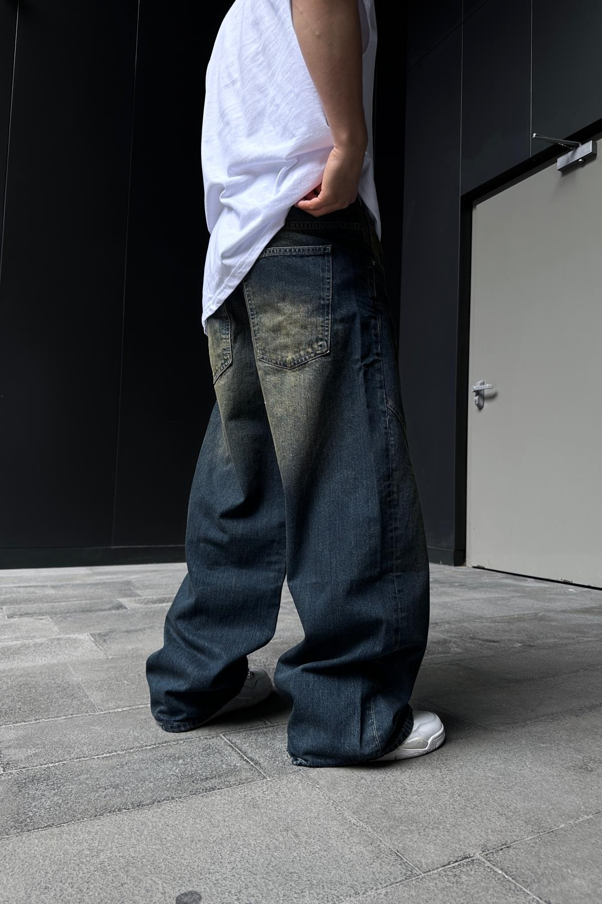 Acid Wash Dikiş Detay Baggy Jean Pantolon P877