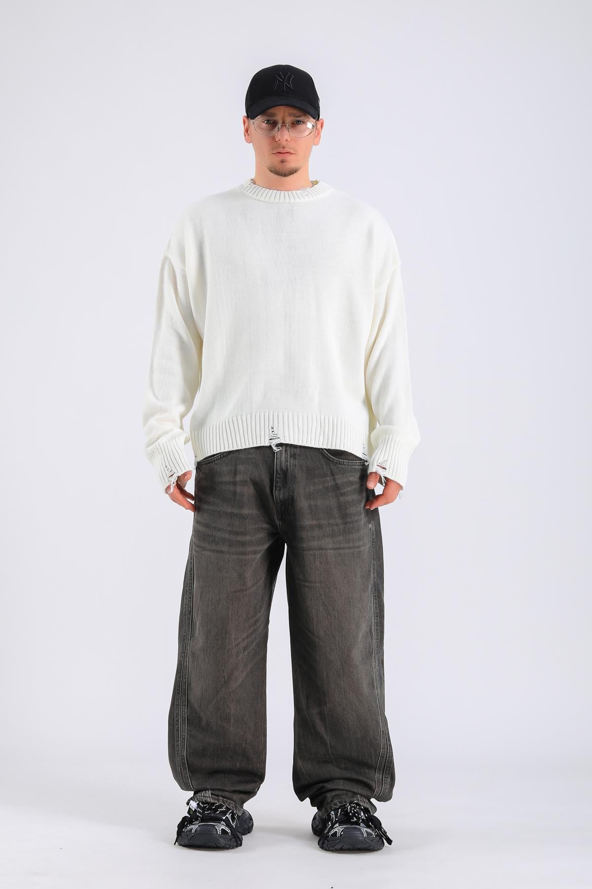 Acid Wash Dikiş Detay Kahve Baggy Jean Pantolon P1110
