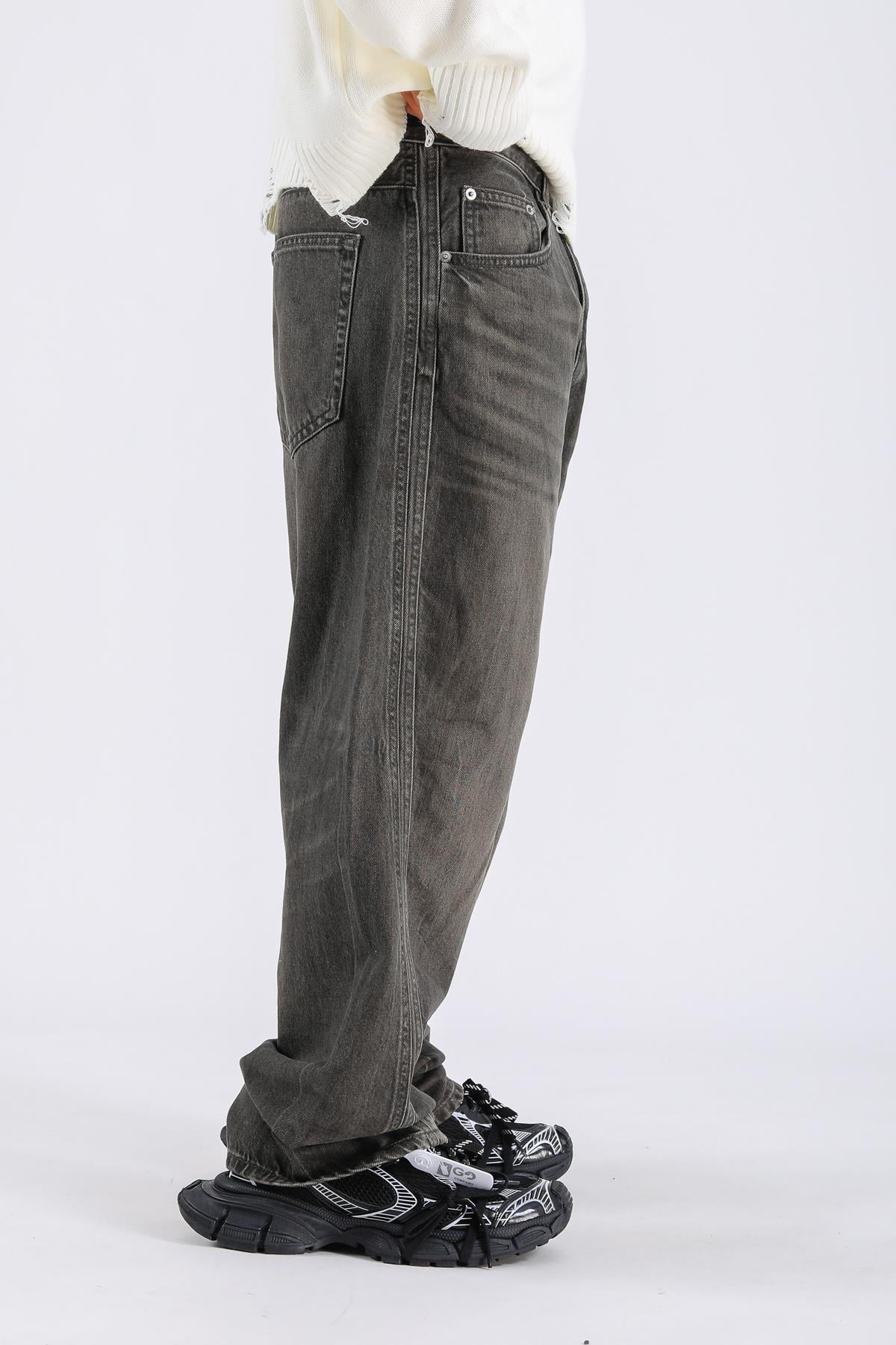 Acid Wash Dikiş Detay Kahve Baggy Jean Pantolon P1110