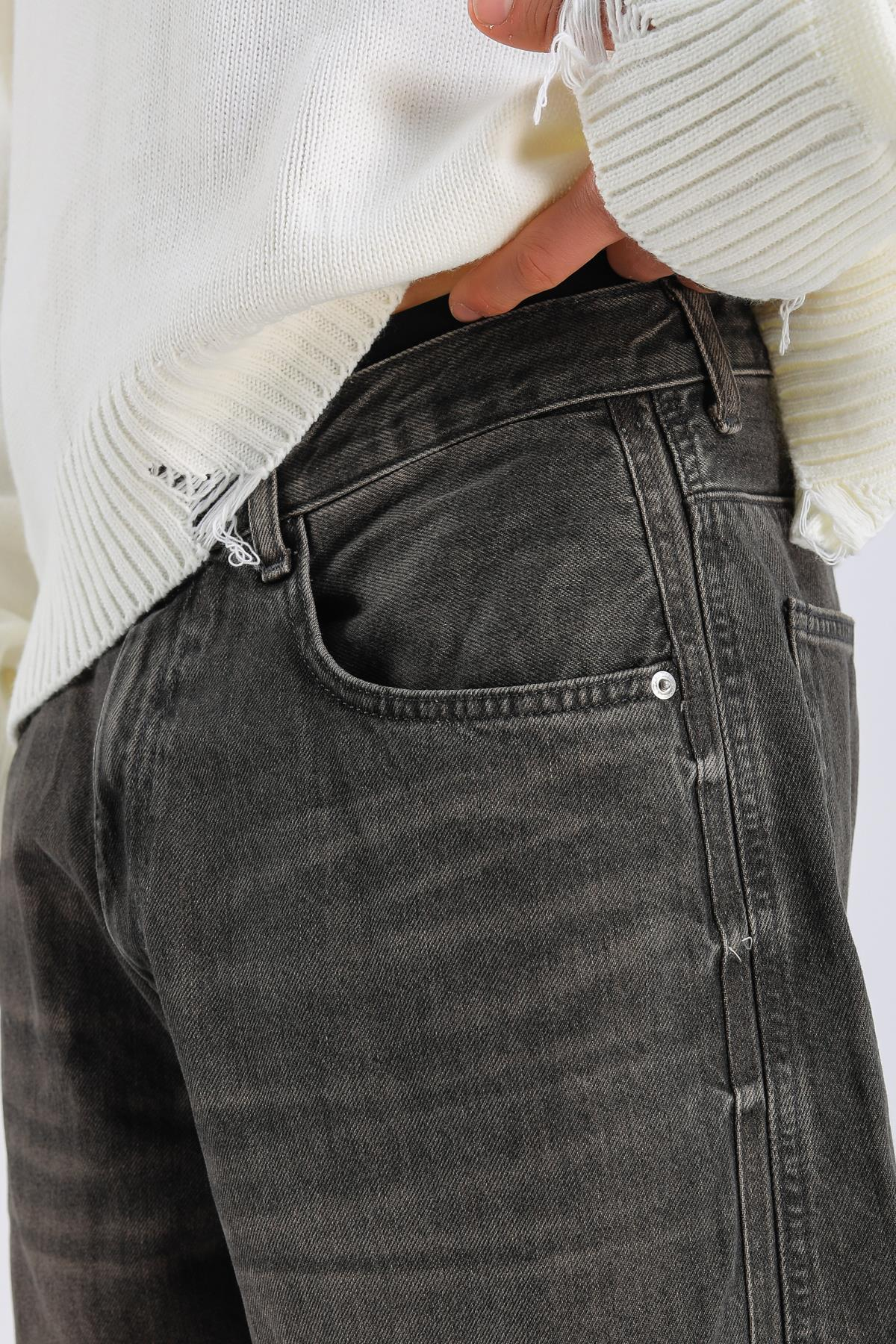 Acid Wash Dikiş Detay Kahve Baggy Jean Pantolon P1110
