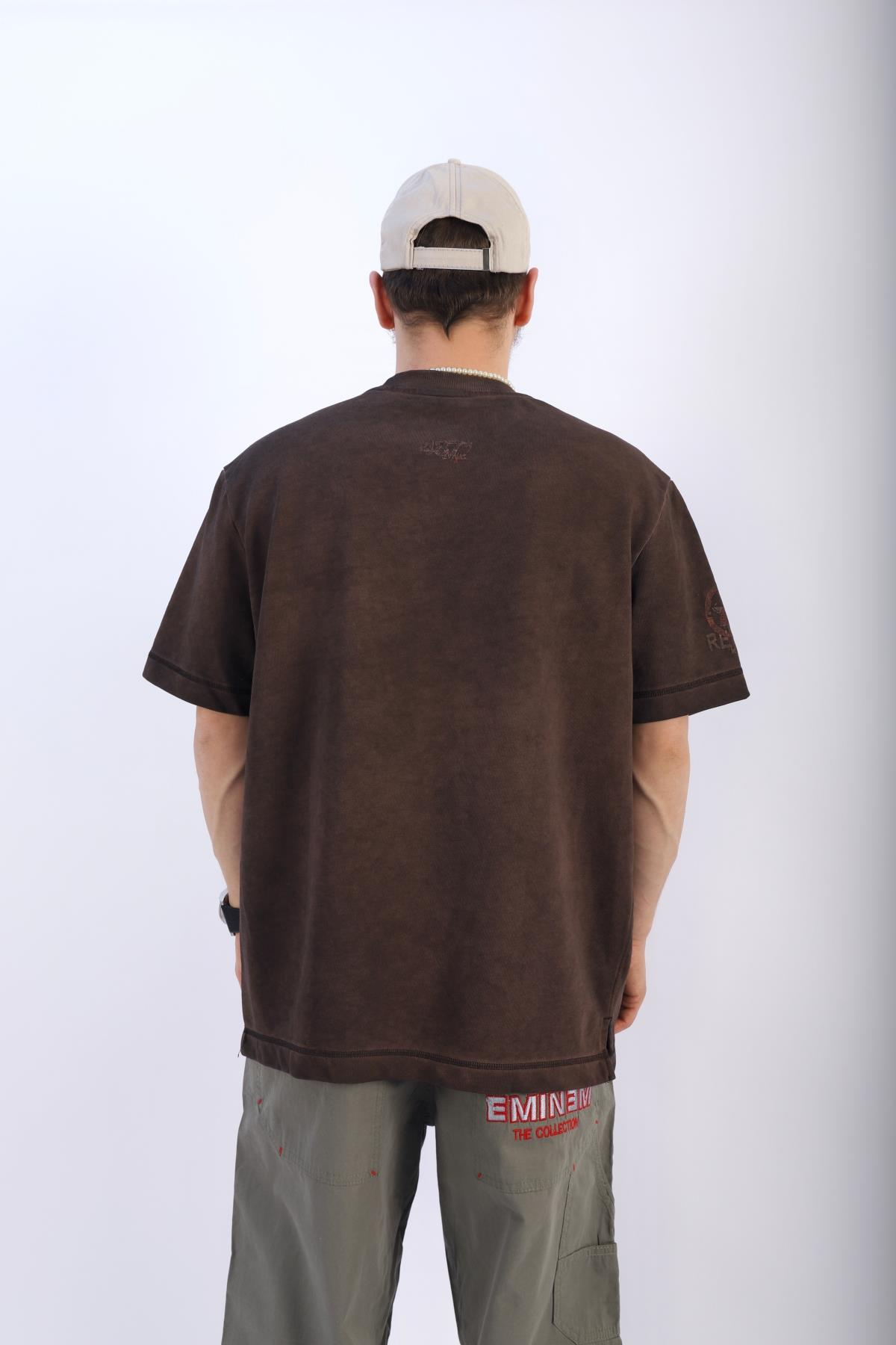 Acid Wash Eskitme Baskı Oversize Tshirt T909