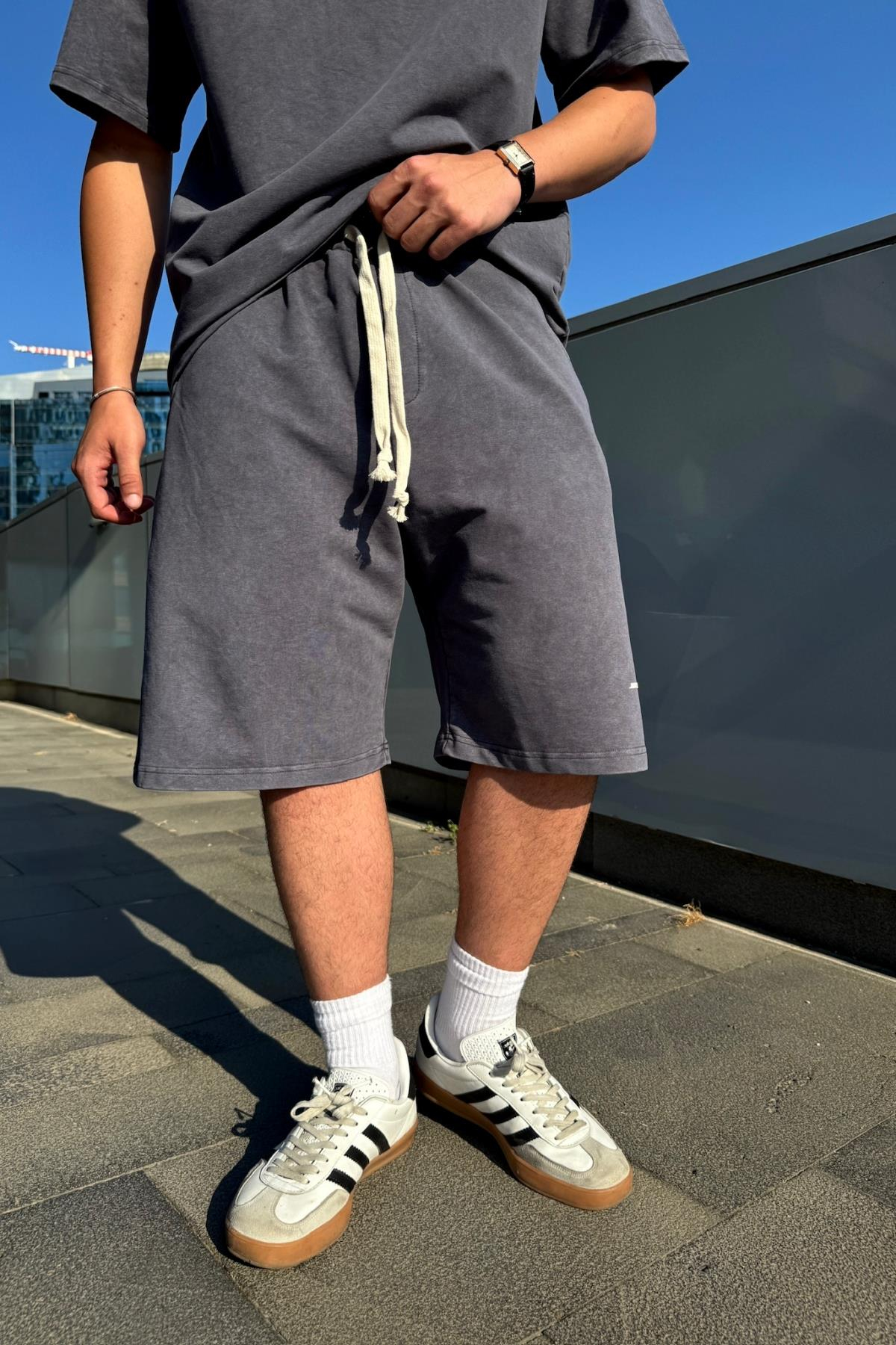 Acid Wash Füme Baskılı Şort JC01