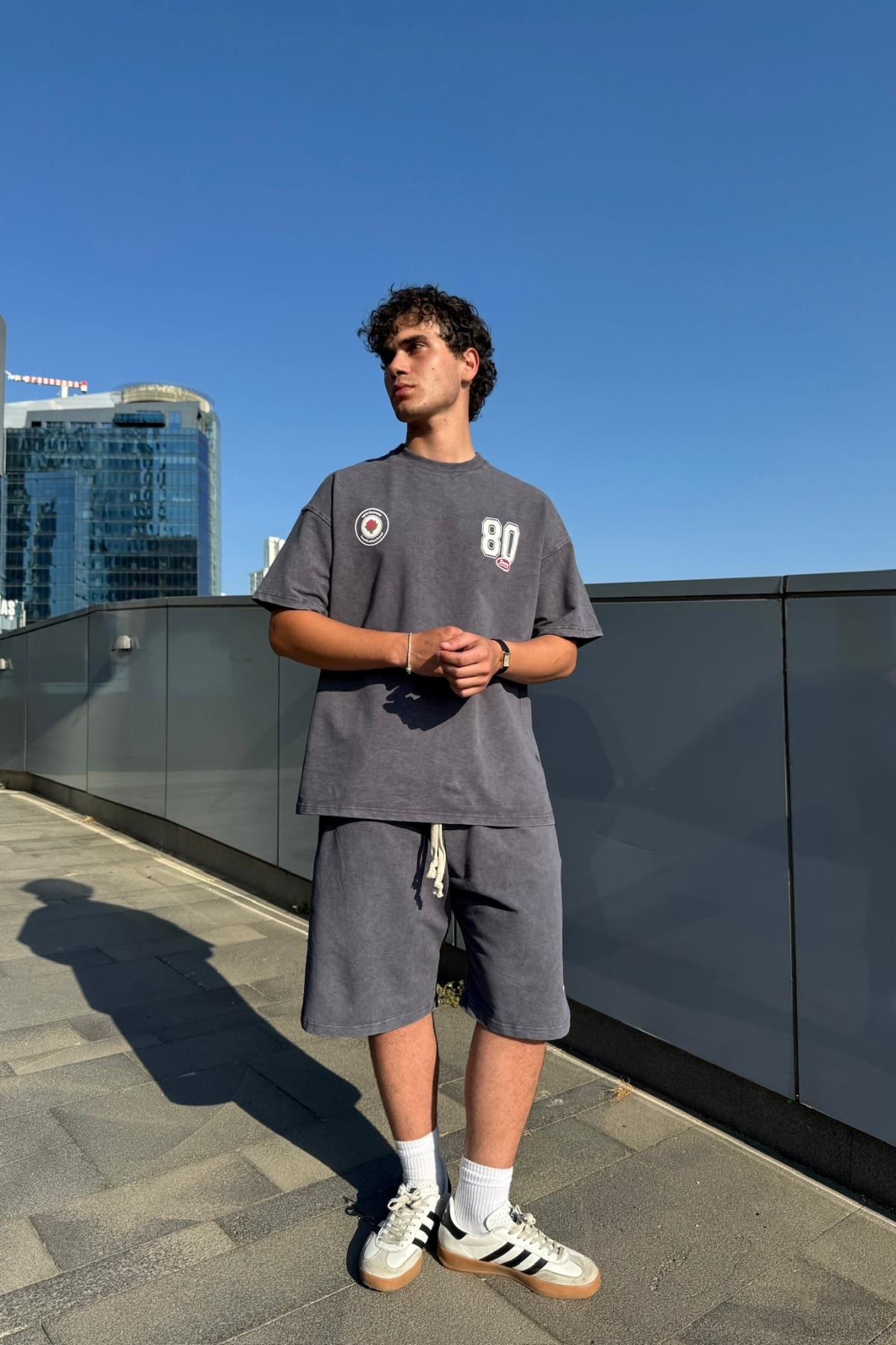 Acid Wash Füme Baskılı Şort JC01