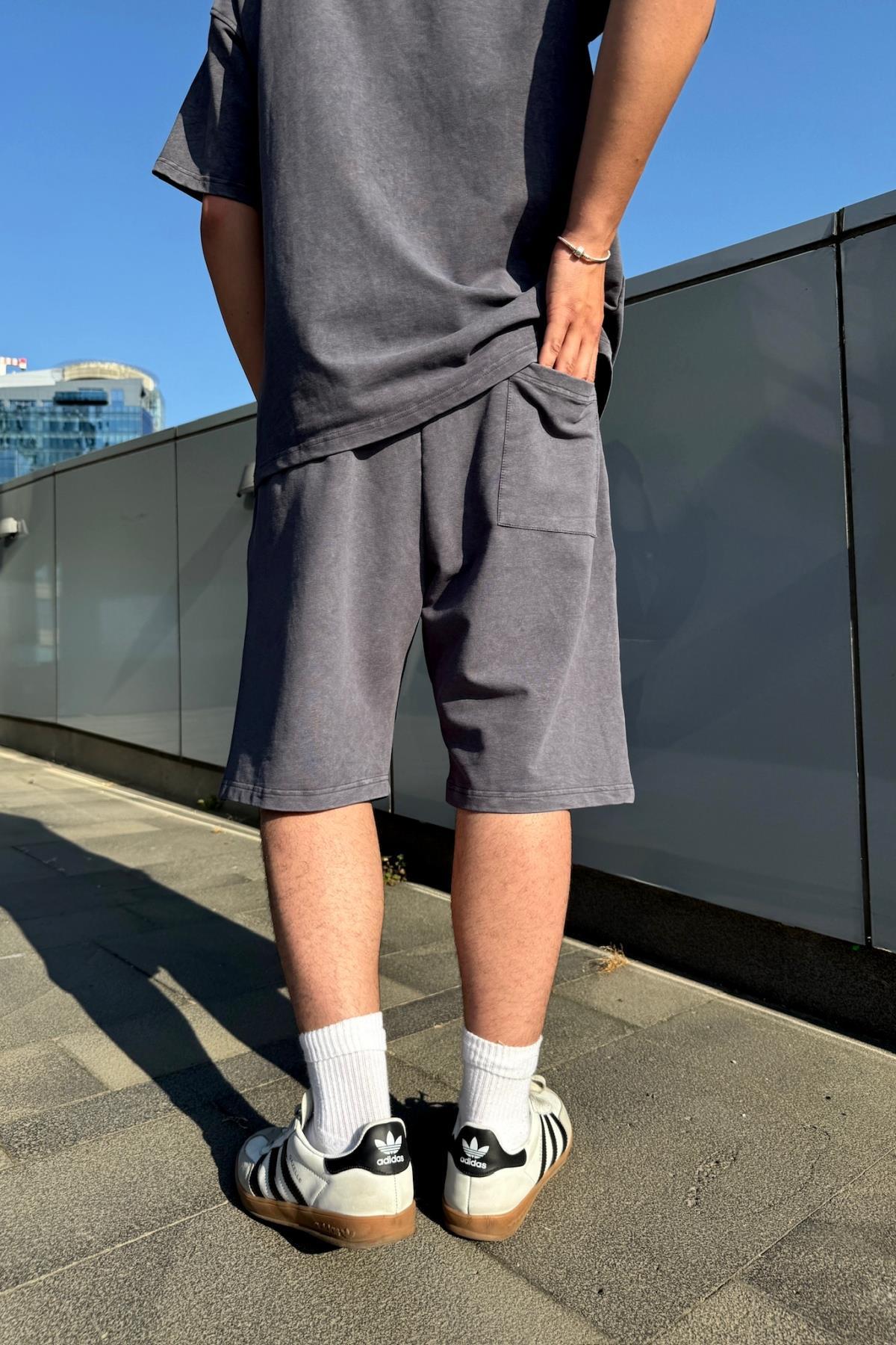 Acid Wash Füme Baskılı Şort JC01