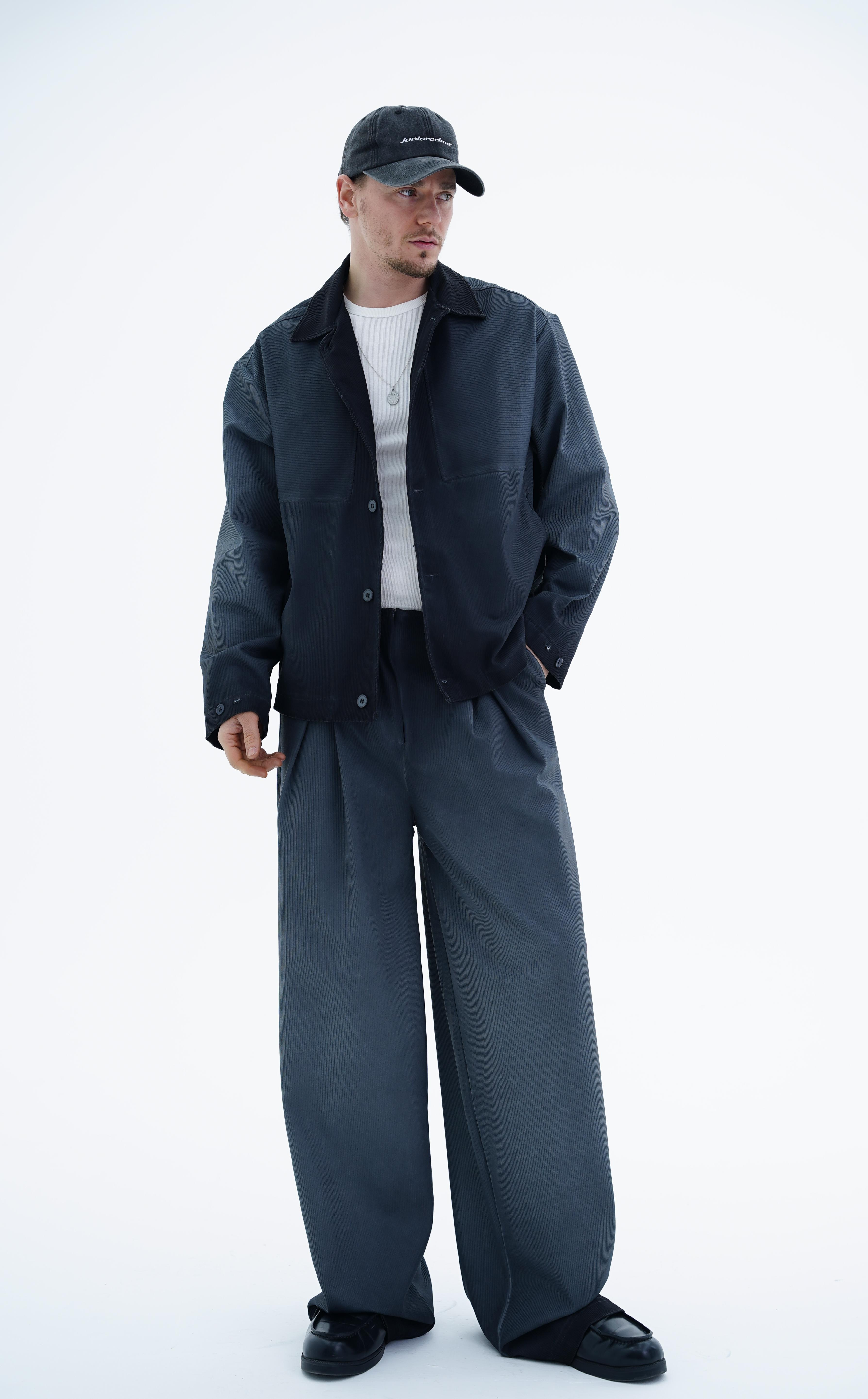 Acid Wash Füme Esnek Kumaş Oversize Gömlek KN4607