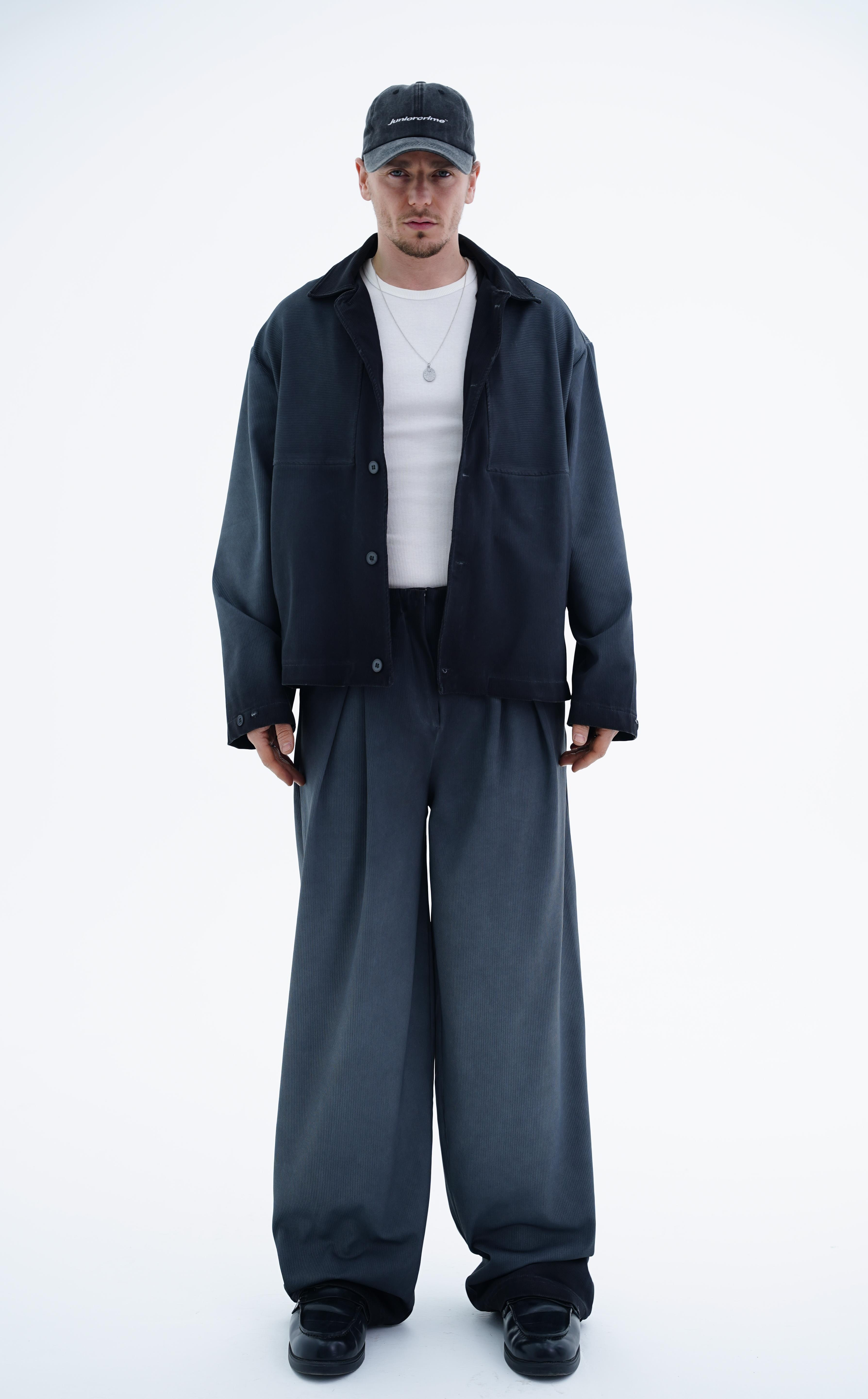Acid Wash Füme Esnek Kumaş Oversize Gömlek KN4607