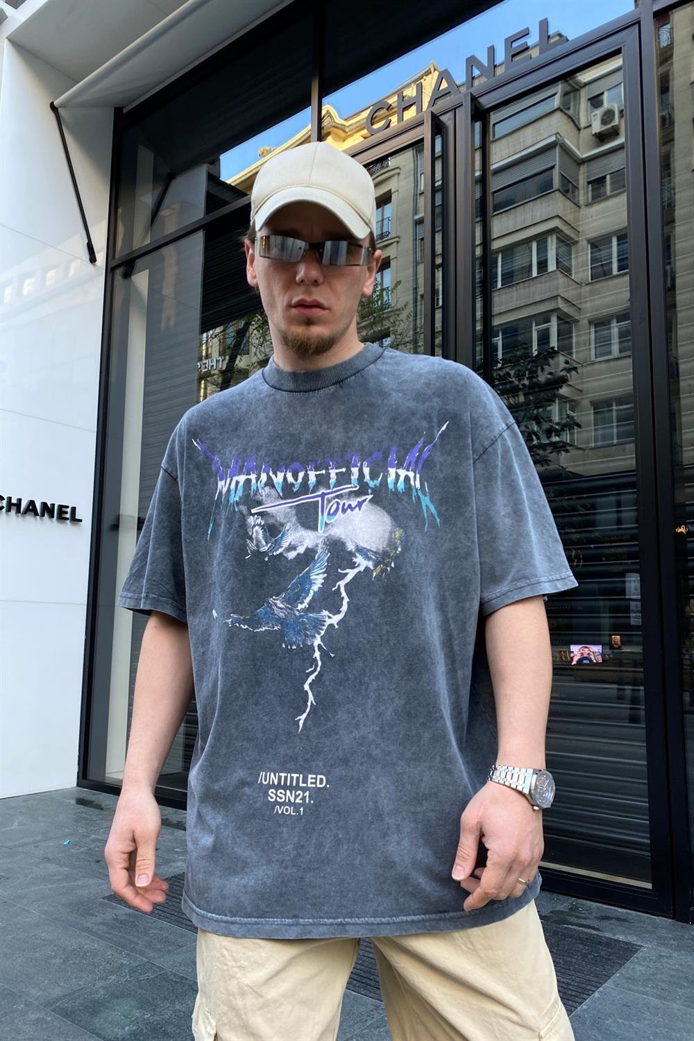 Acid Wash Füme Oversize Tshirt T627