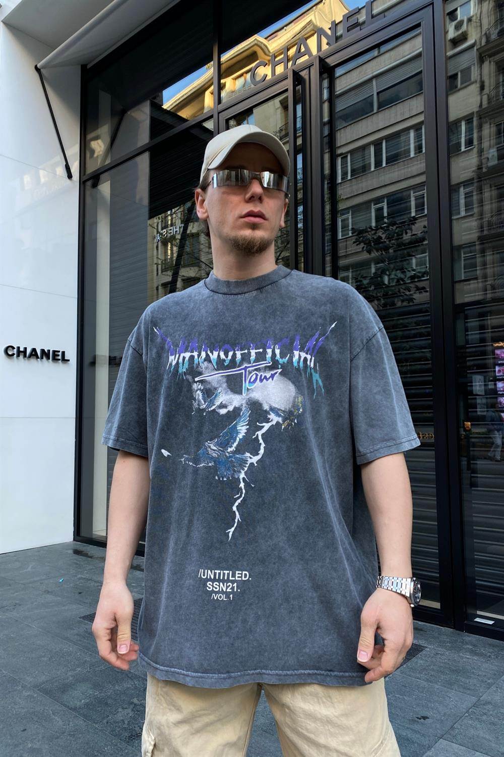 Acid Wash Füme Oversize Tshirt T627