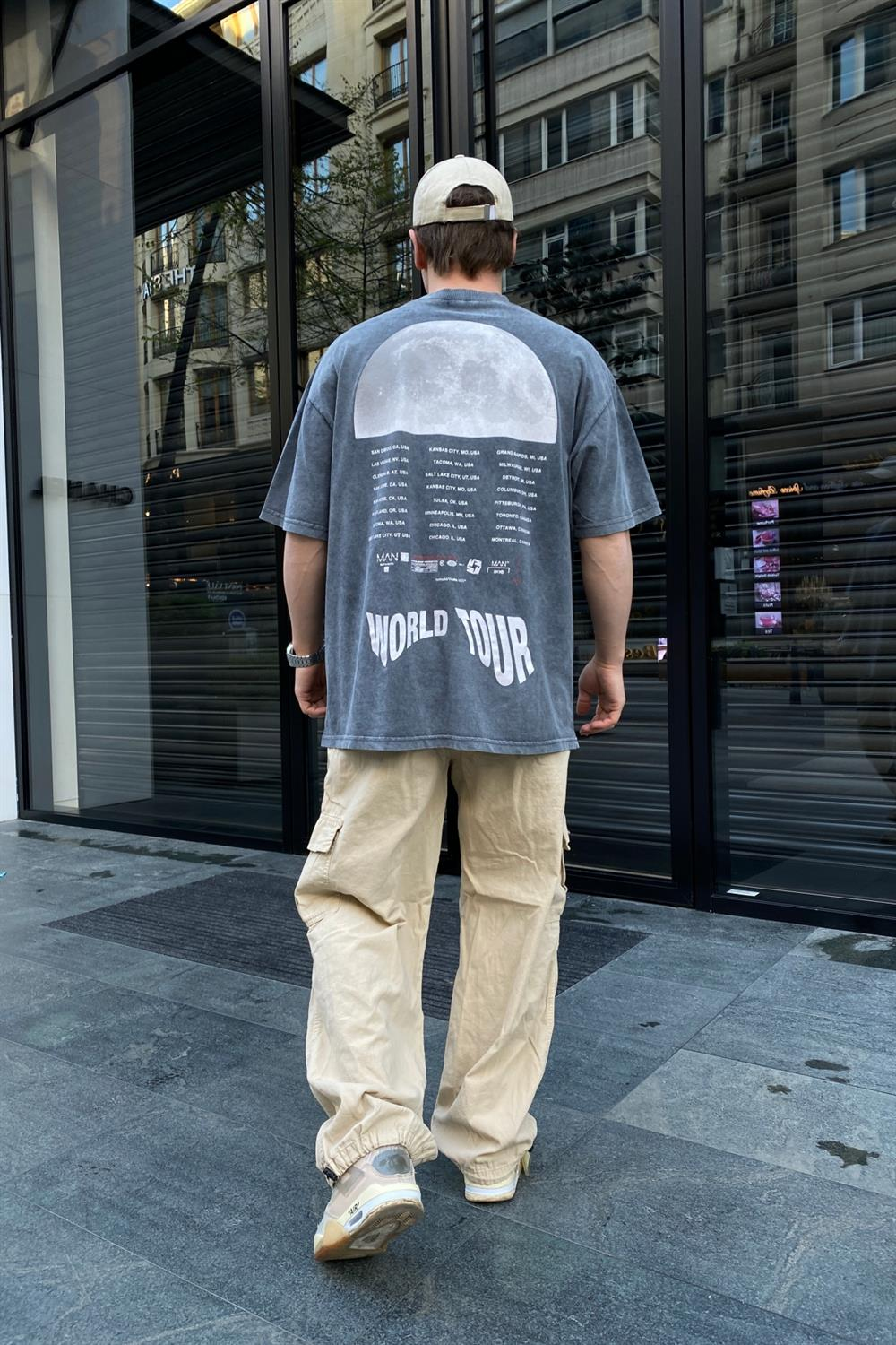 Acid Wash Füme Oversize Tshirt T627