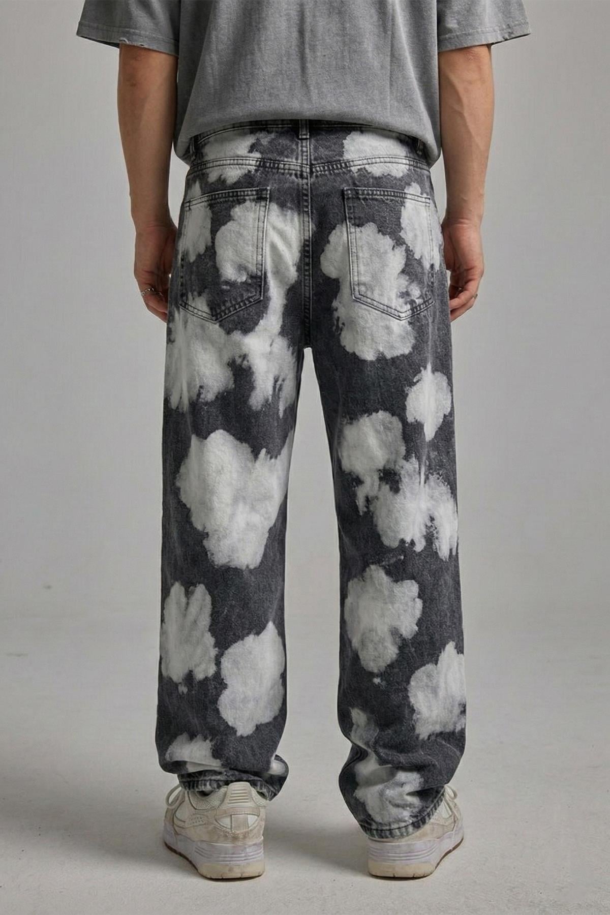 Acid Wash Gri Baggy Jean Pantolon