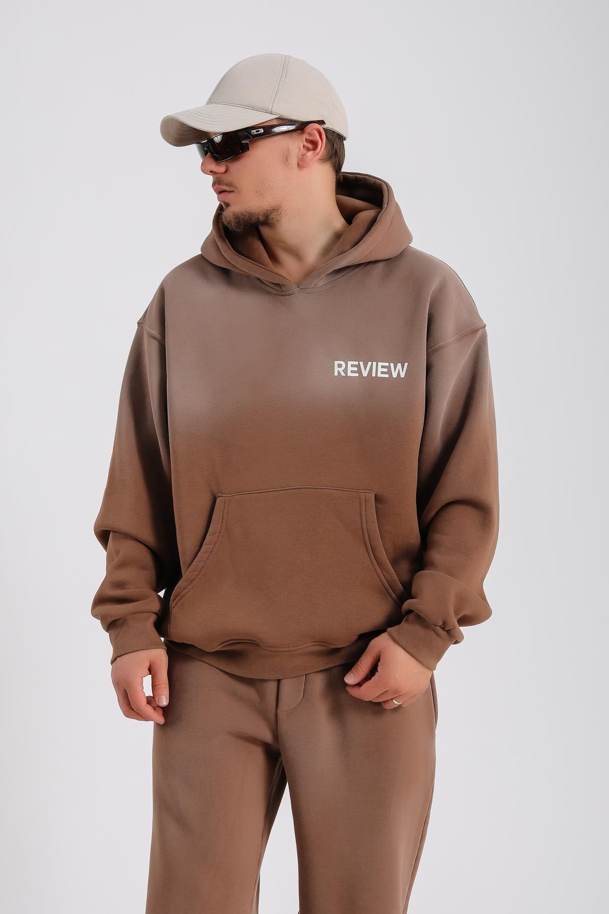 Acid Wash Kahve Oversize Eşofman Takımı TKM149