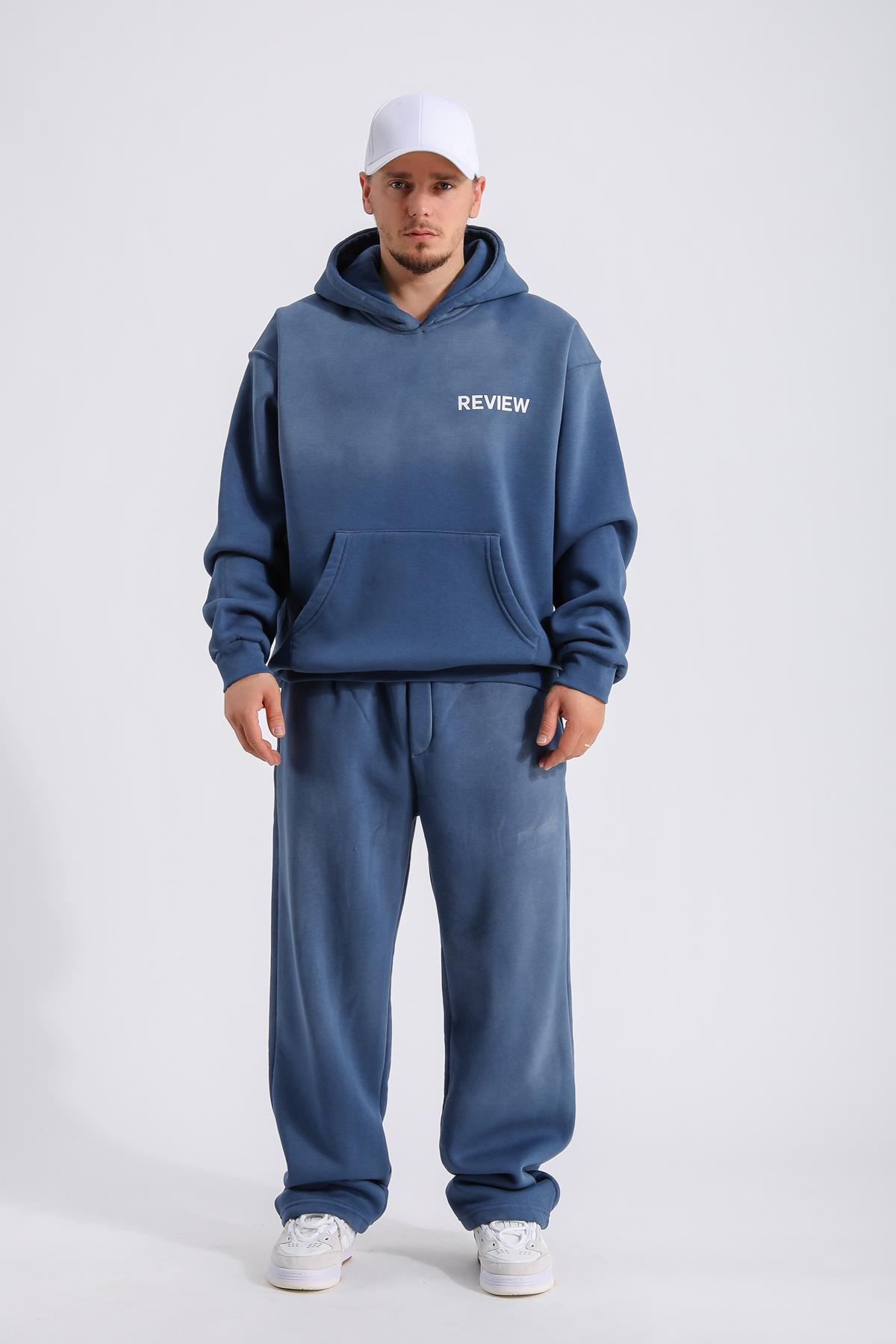 Acid Wash Mavi Oversize Eşofman Takımı TKM147