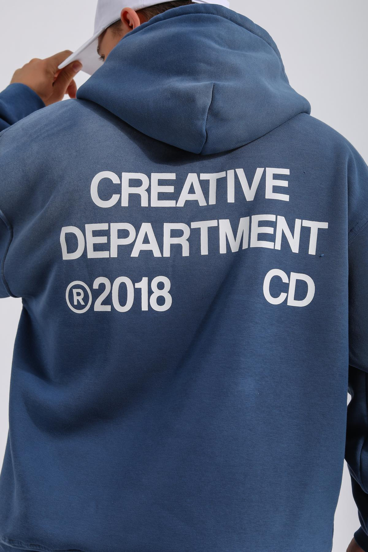 Acid Wash Mavi Oversize Eşofman Takımı TKM147