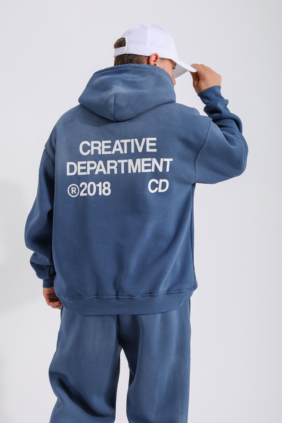 Acid Wash Mavi Oversize Eşofman Takımı TKM147