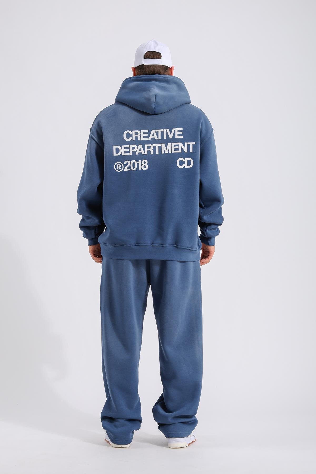 Acid Wash Mavi Oversize Eşofman Takımı TKM147