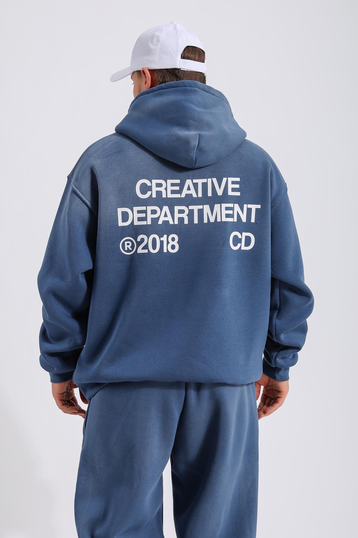 Acid Wash Mavi Oversize Eşofman Takımı TKM147