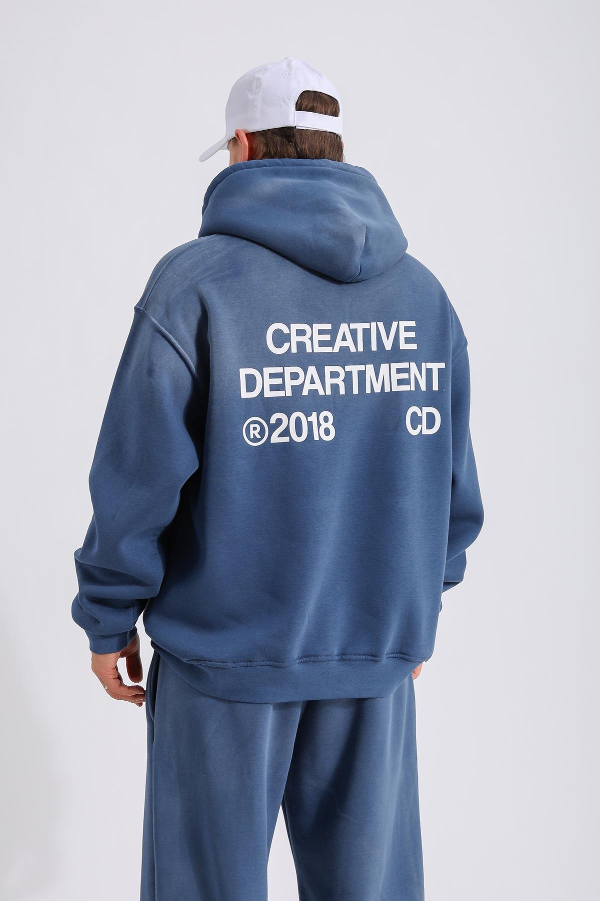 Acid Wash Mavi Oversize Eşofman Takımı TKM147