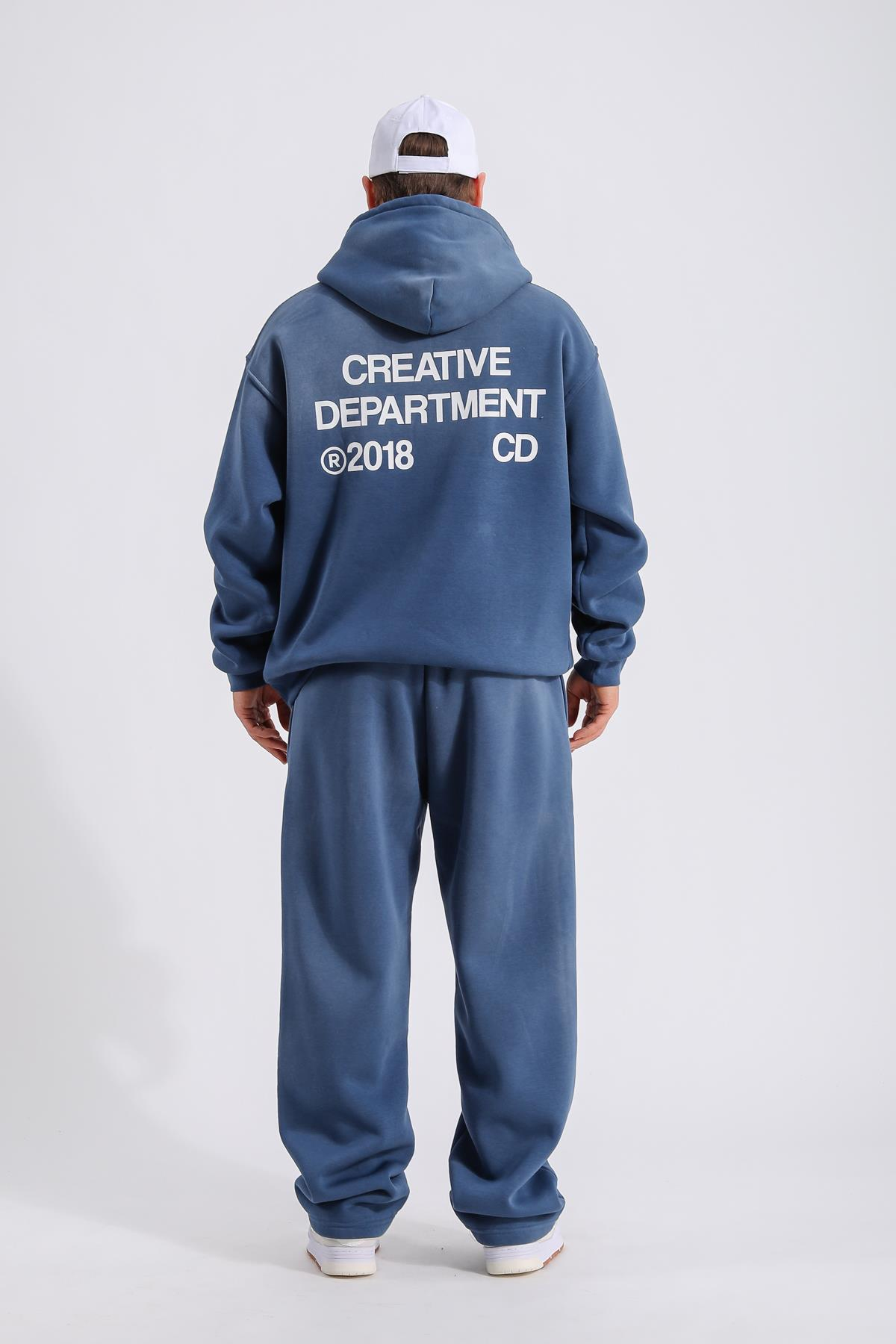 Acid Wash Mavi Oversize Eşofman Takımı TKM147