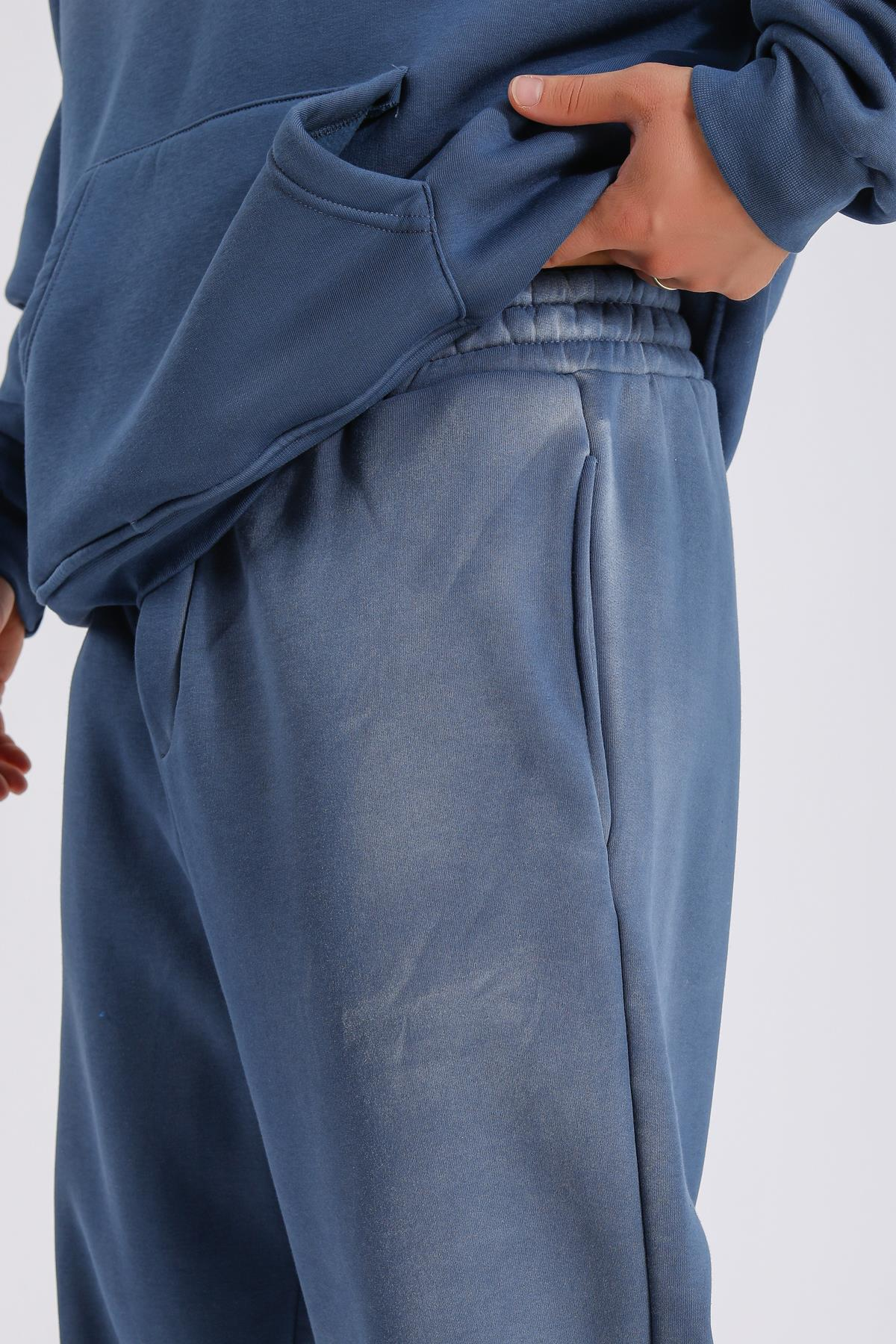 Acid Wash Mavi Oversize Eşofman Takımı TKM147