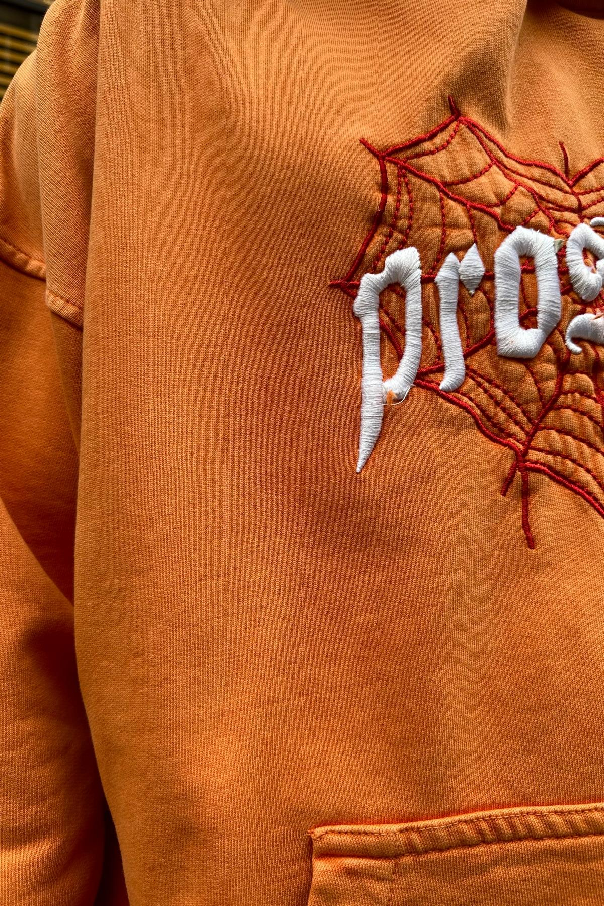 Acid Wash Nakışlı Oranj Sweatshirt SW968
