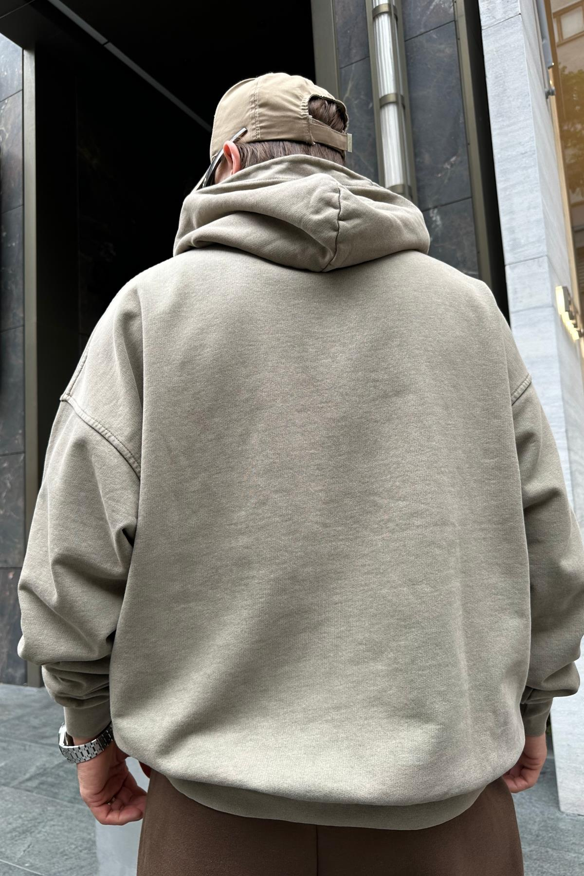 Acid Wash Nakışlı Premium Sweatshirt SW969