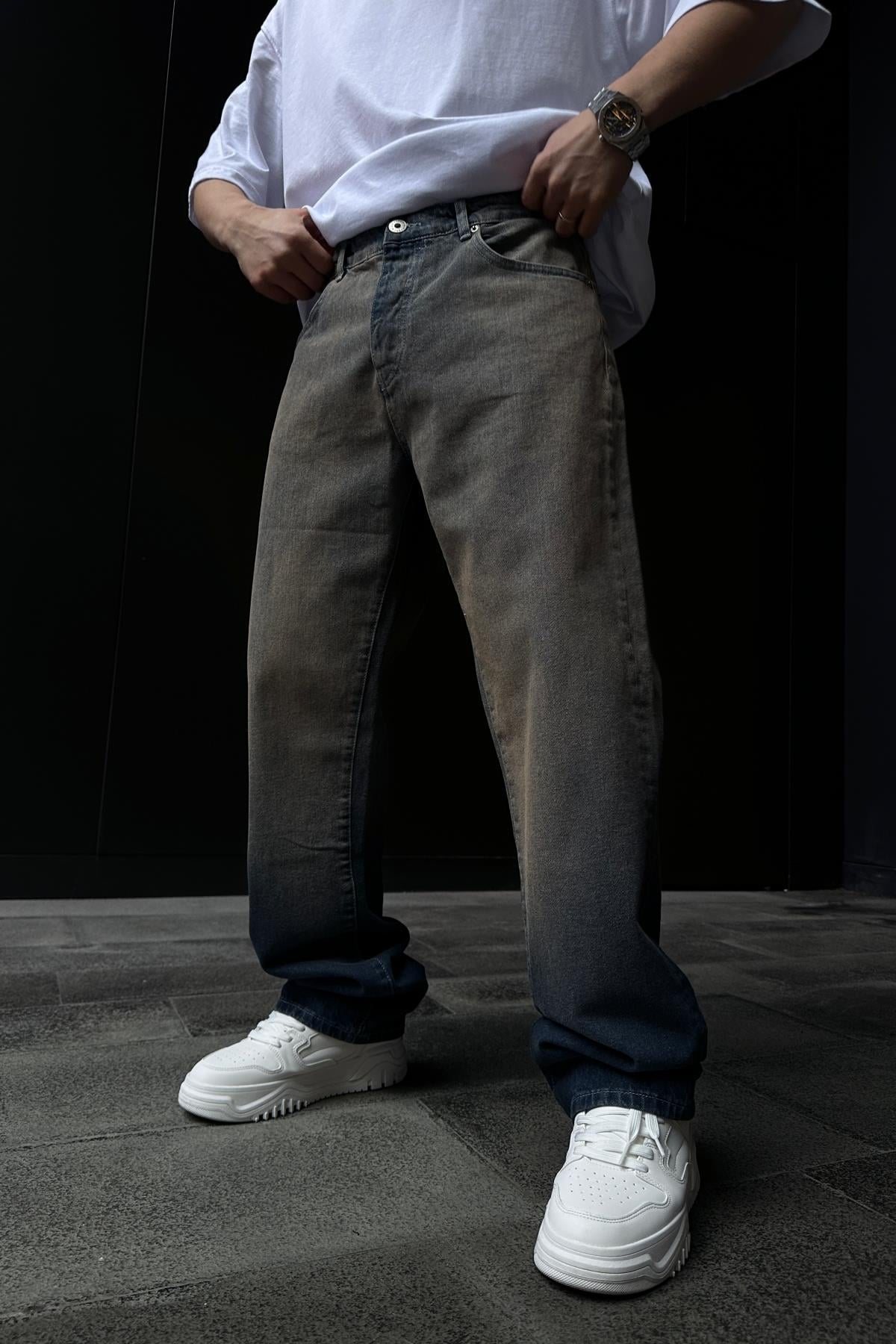Acid Wash Paça Detay Baggy Jean Pantolon P870