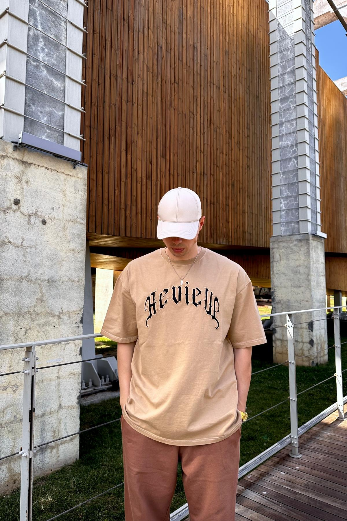 Acid Wash Rv Açık Kahve Oversize Tshirt T1076
