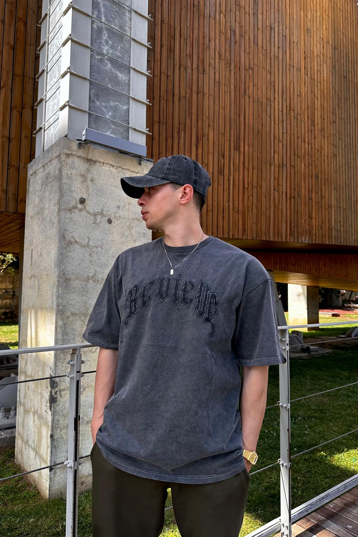 Acid Wash Rv Füme Oversize Tshirt T1075