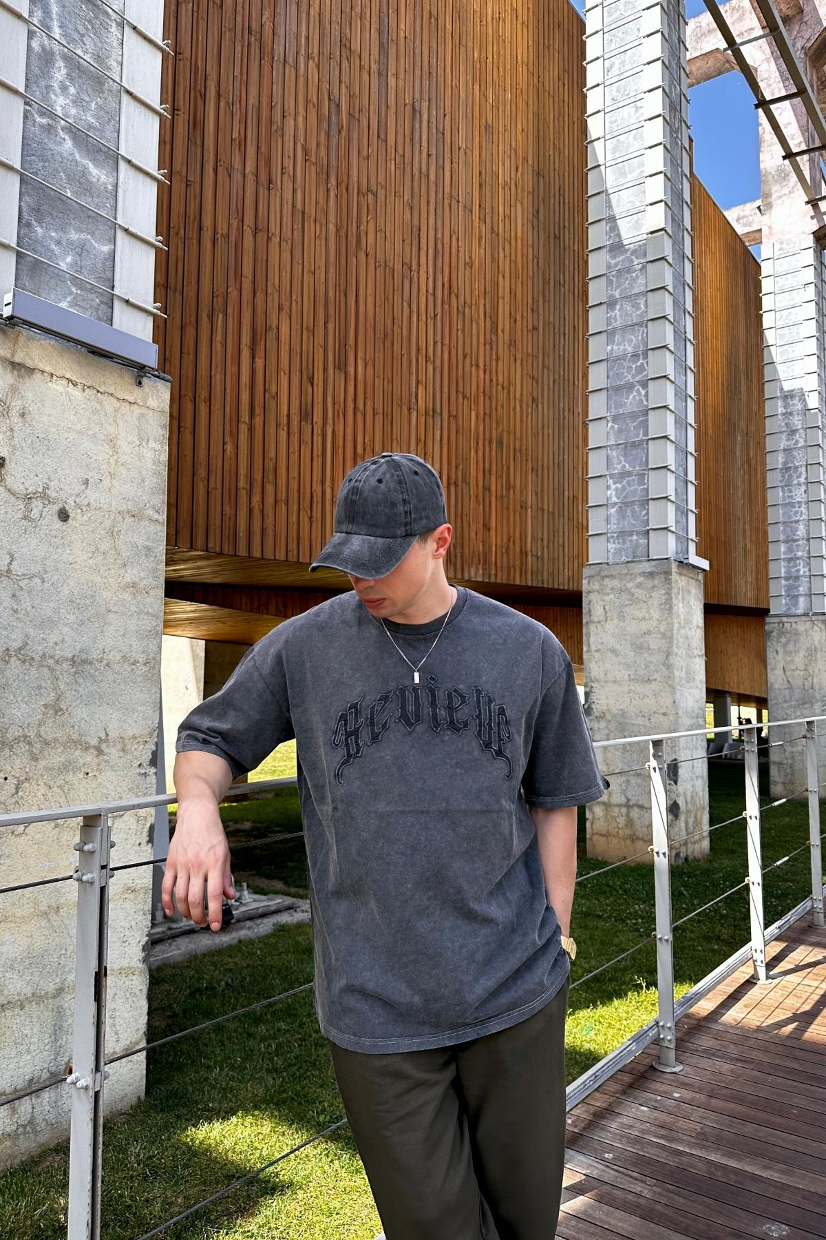 Acid Wash Rv Füme Oversize Tshirt T1075