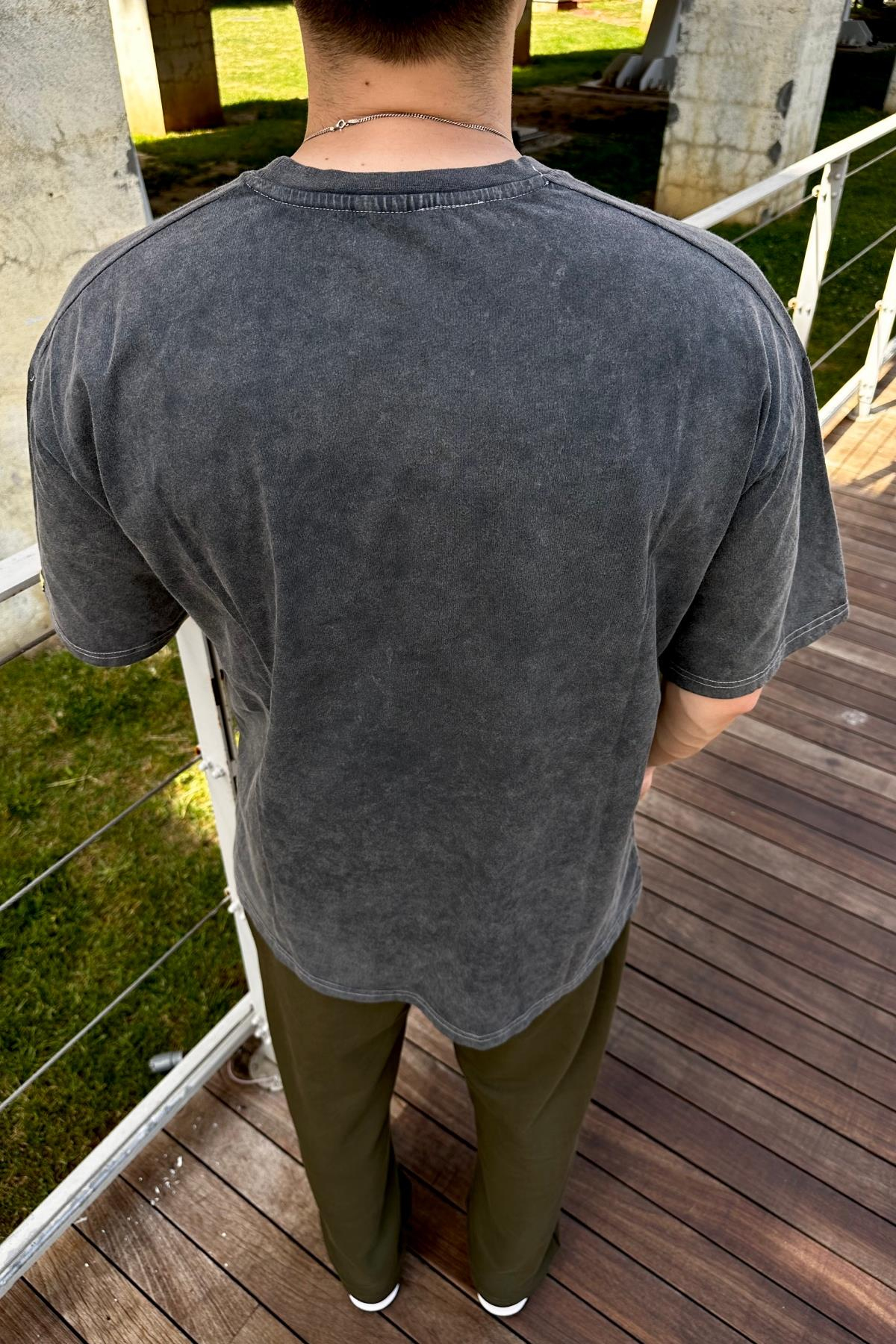 Acid Wash Rv Füme Oversize Tshirt T1075