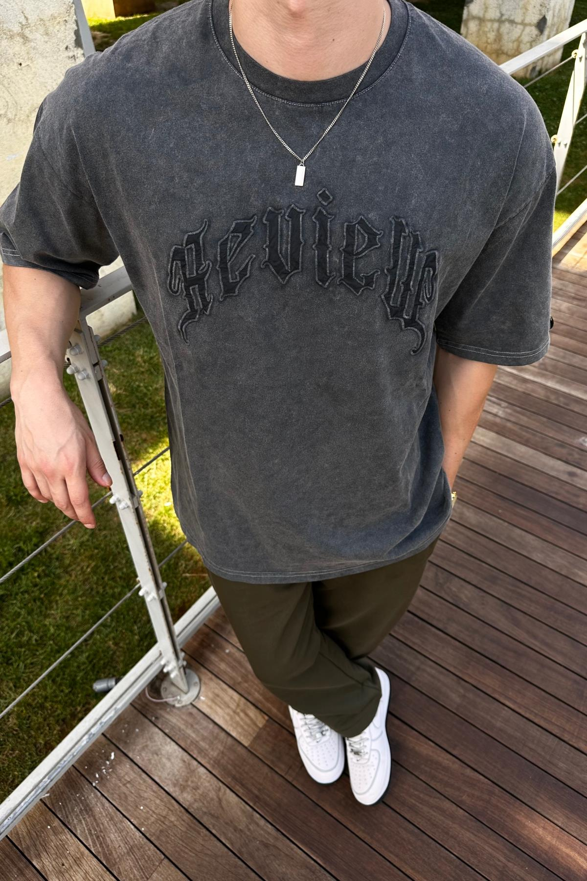 Acid Wash Rv Füme Oversize Tshirt T1075