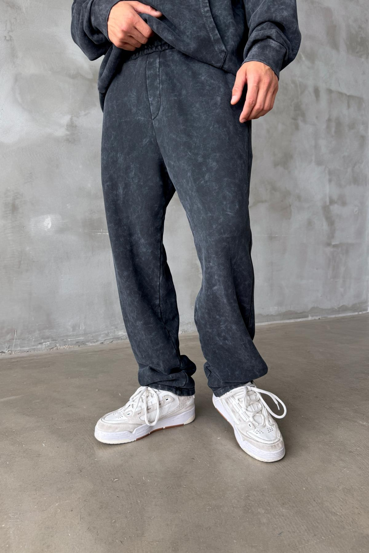 Acid Wash Siyah Eşofman Altı JC01