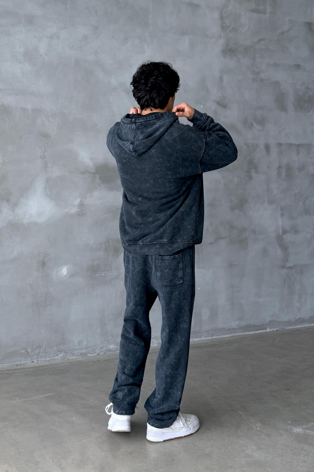 Acid Wash Siyah Eşofman Altı JC01