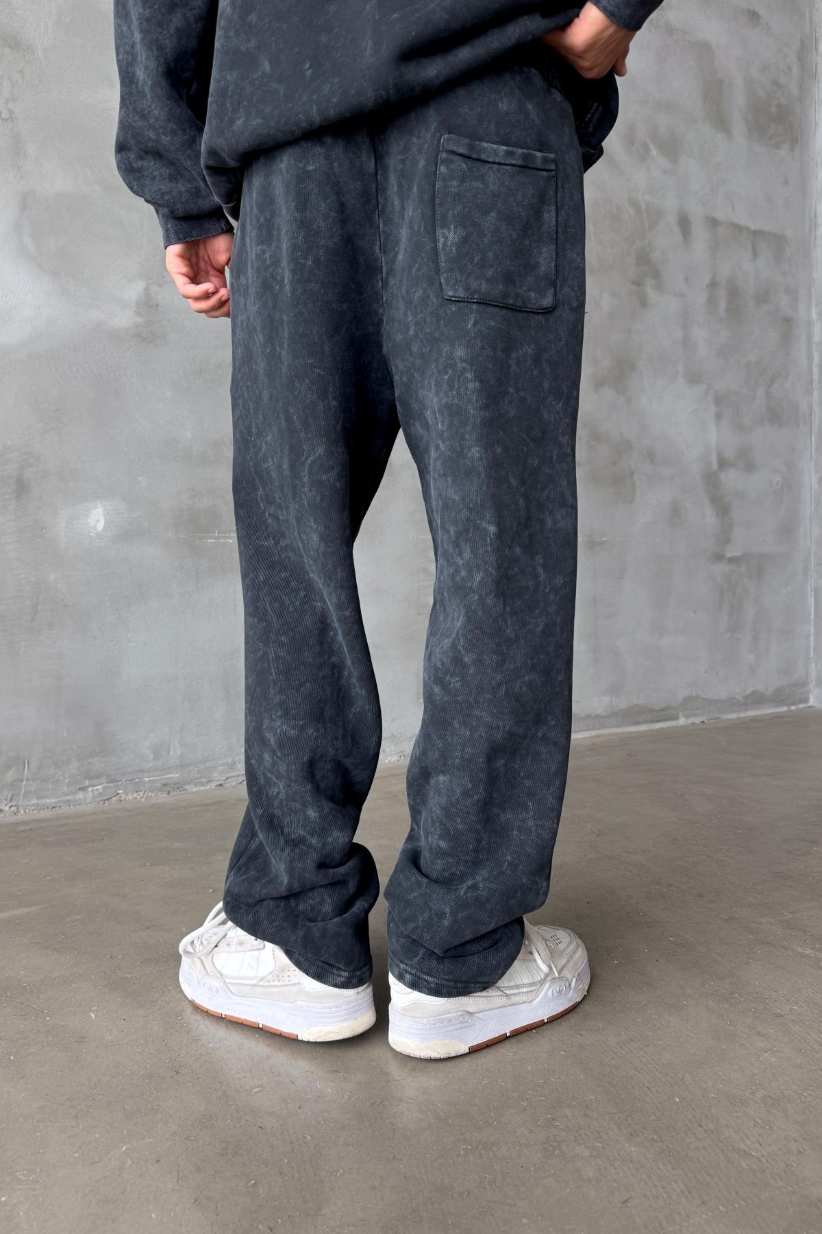 Acid Wash Siyah Eşofman Altı JC01